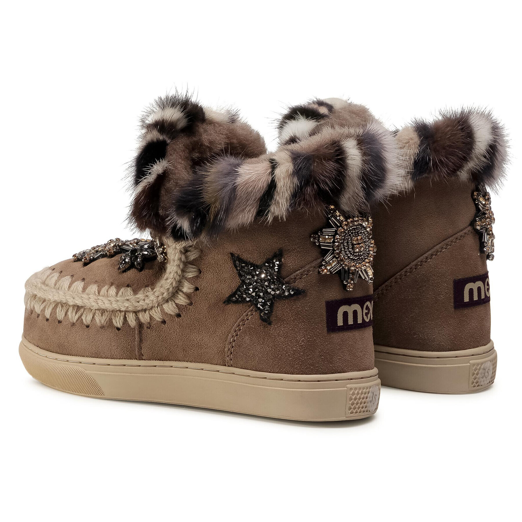 Mou Boty Eskimo Sneaker Star Patch&Mink FW111006A Hnědá - Pepit.cz