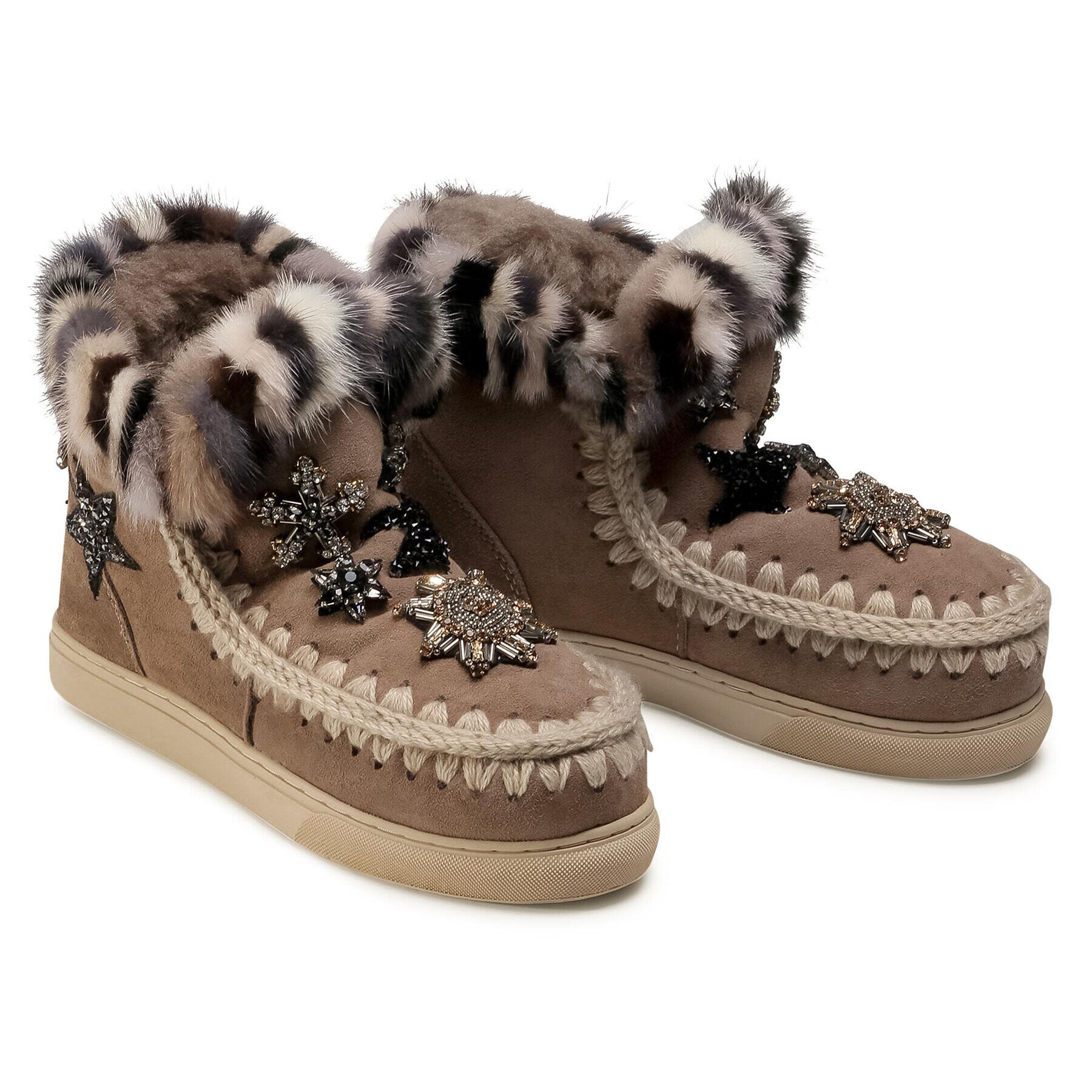 Mou Boty Eskimo Sneaker Star Patch&Mink FW111006A Hnědá - Pepit.cz