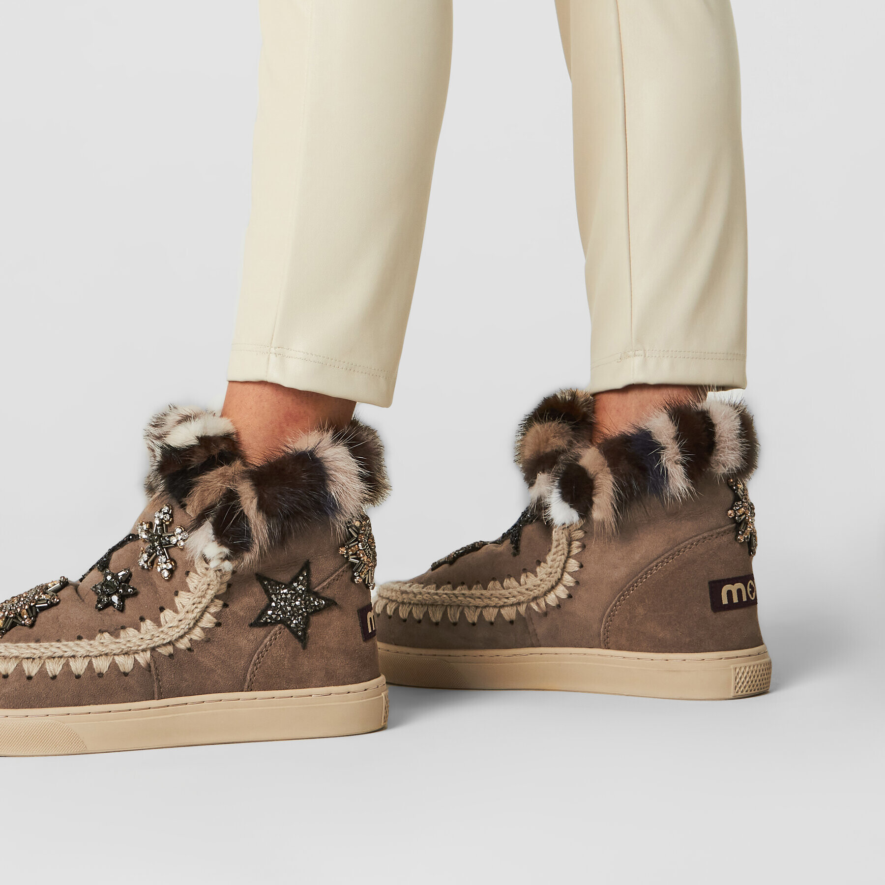 Mou Boty Eskimo Sneaker Star Patch&Mink FW111006A Hnědá - Pepit.cz