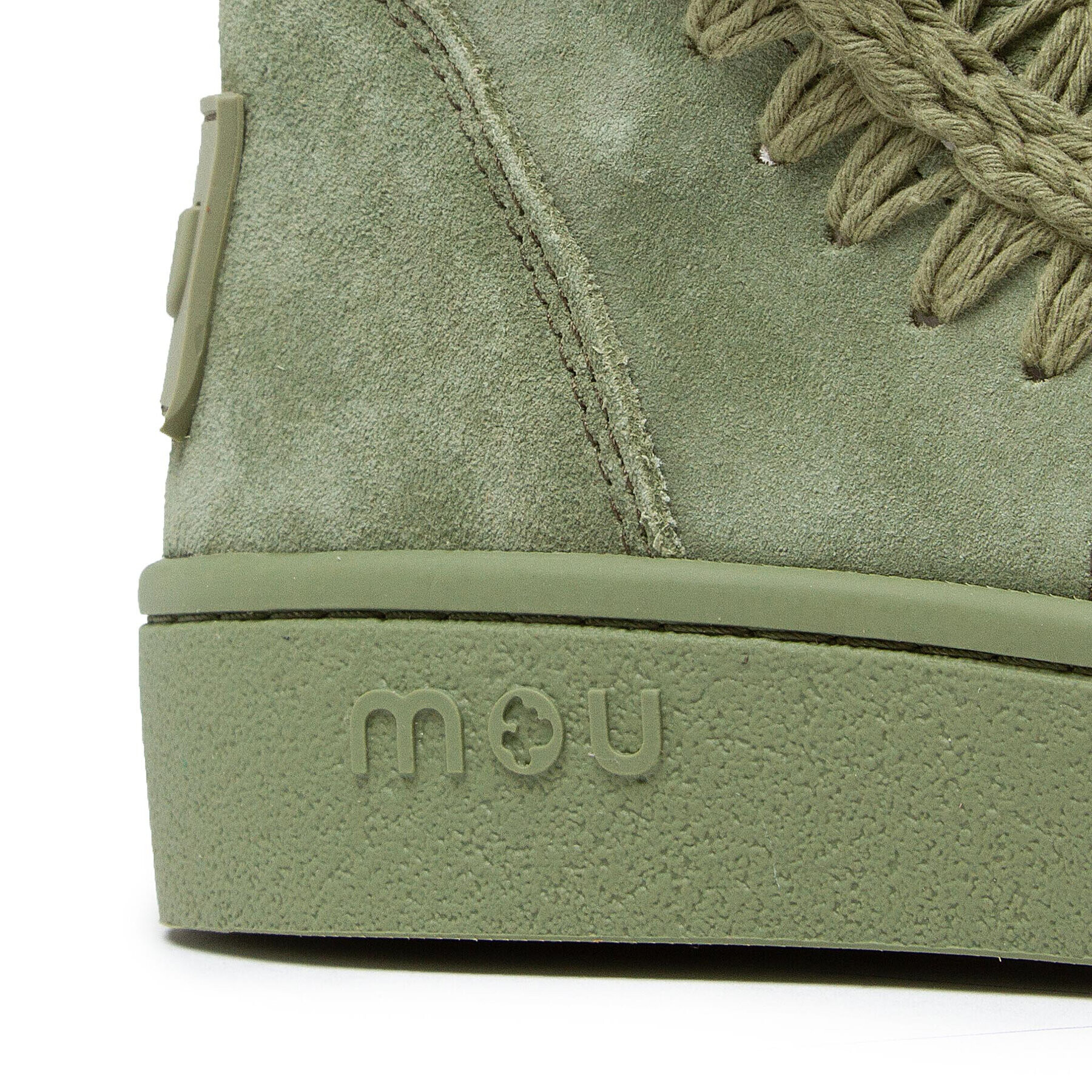 Mou Boty Sneaker Monochrome Suede Matching Rubber Patch SW211021O Zelená - Pepit.cz