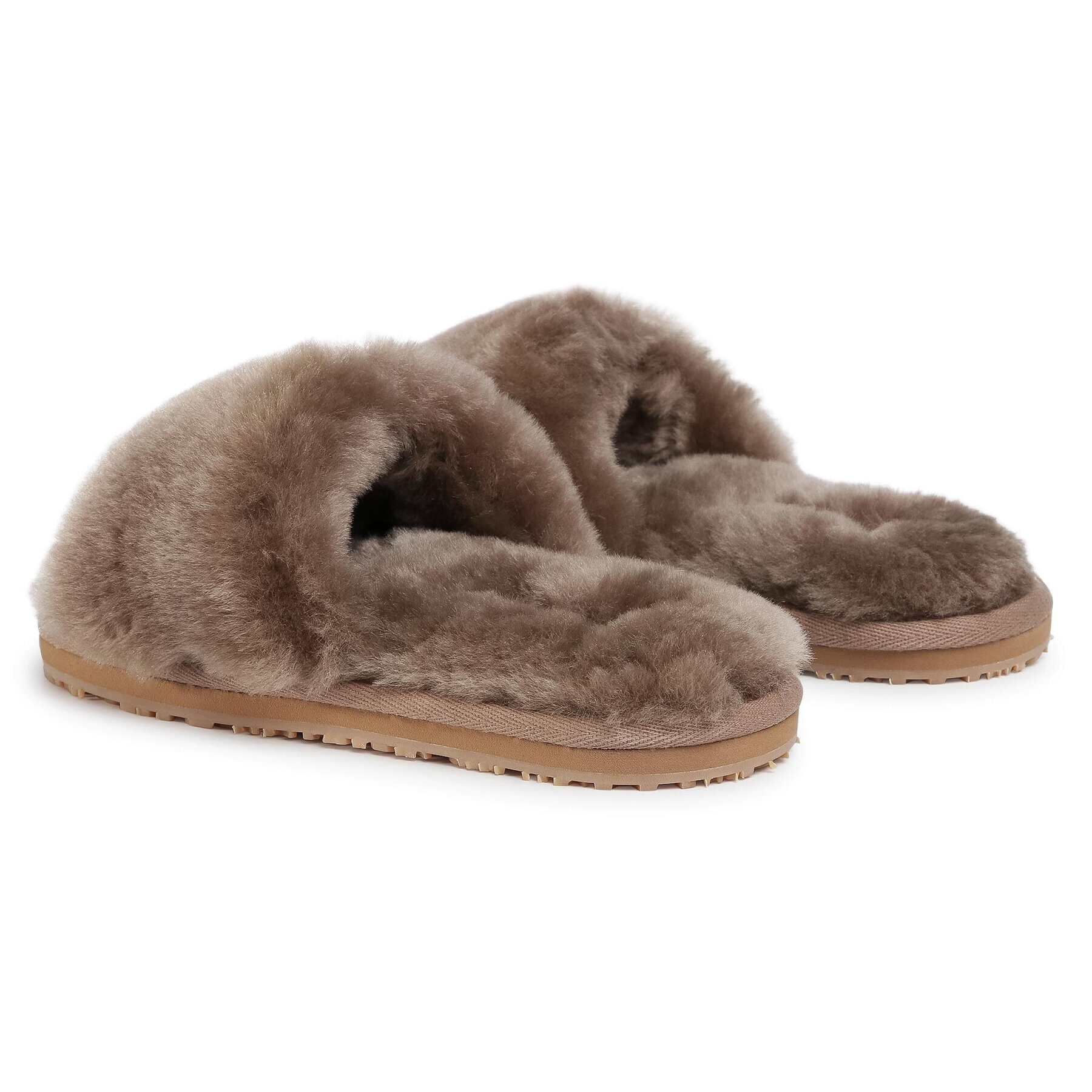 Mou Nazouváky Sheepskin Fur Slide Slipper FW161001L Hnědá - Pepit.cz