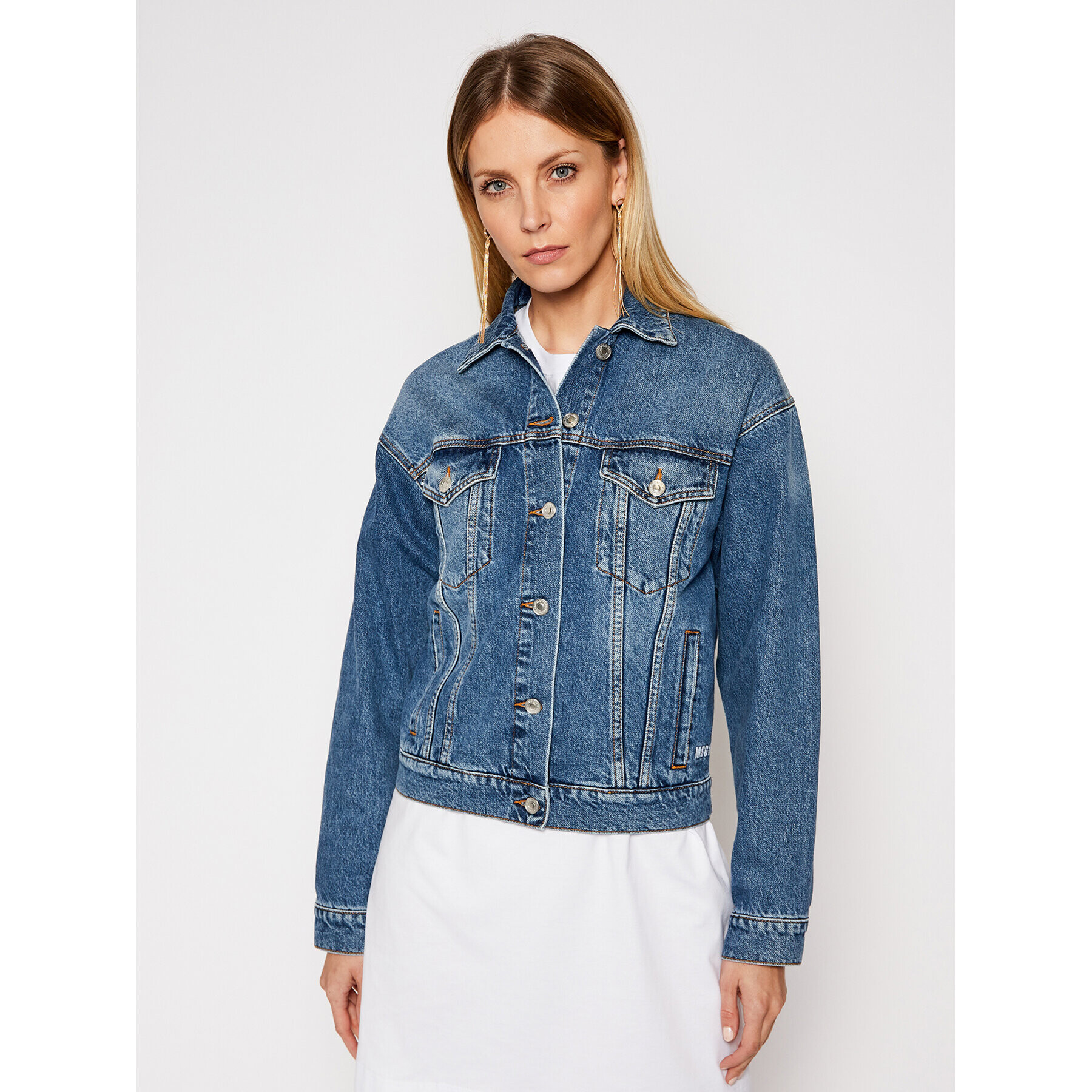 MSGM Jeansová bunda 3041MDH41LX 217283 Modrá Regular Fit - Pepit.cz