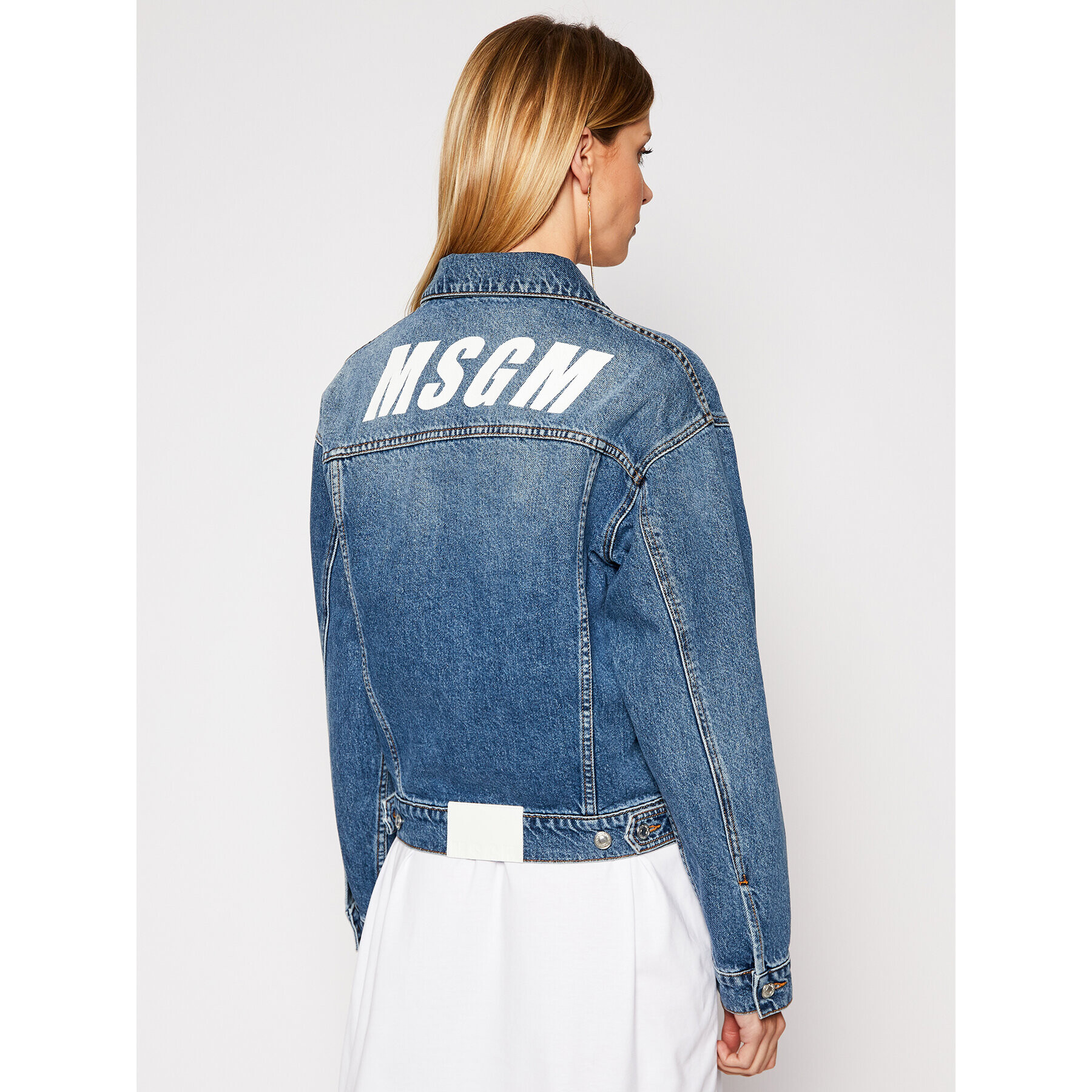 MSGM Jeansová bunda 3041MDH41LX 217283 Modrá Regular Fit - Pepit.cz