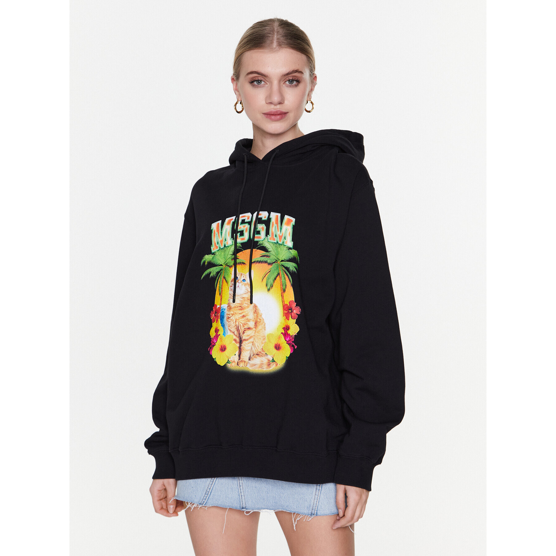 MSGM Mikina 3441MDM214 237000 Černá Relaxed Fit - Pepit.cz