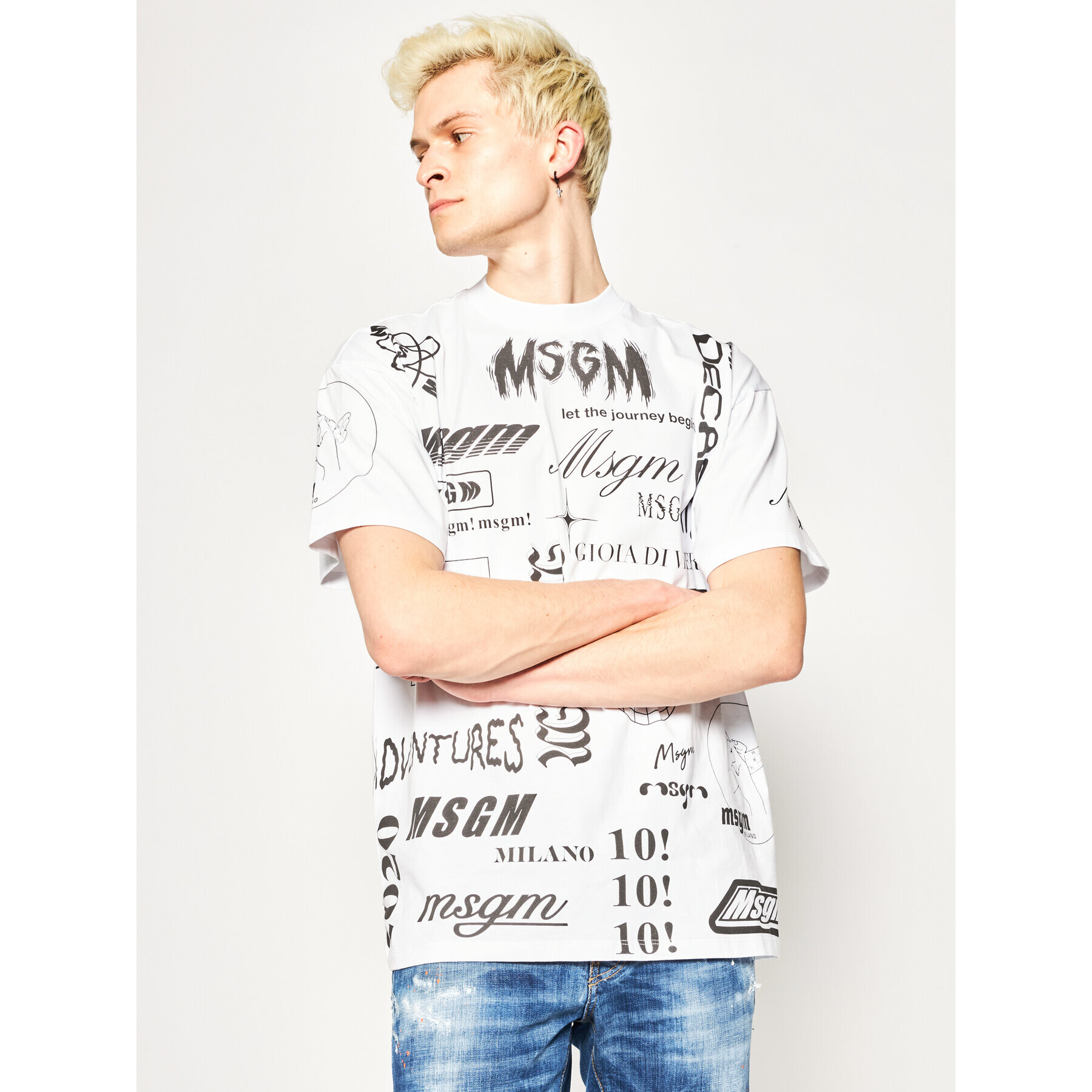 MSGM T-Shirt 2840MM101 207098 Bílá Regular Fit - Pepit.cz