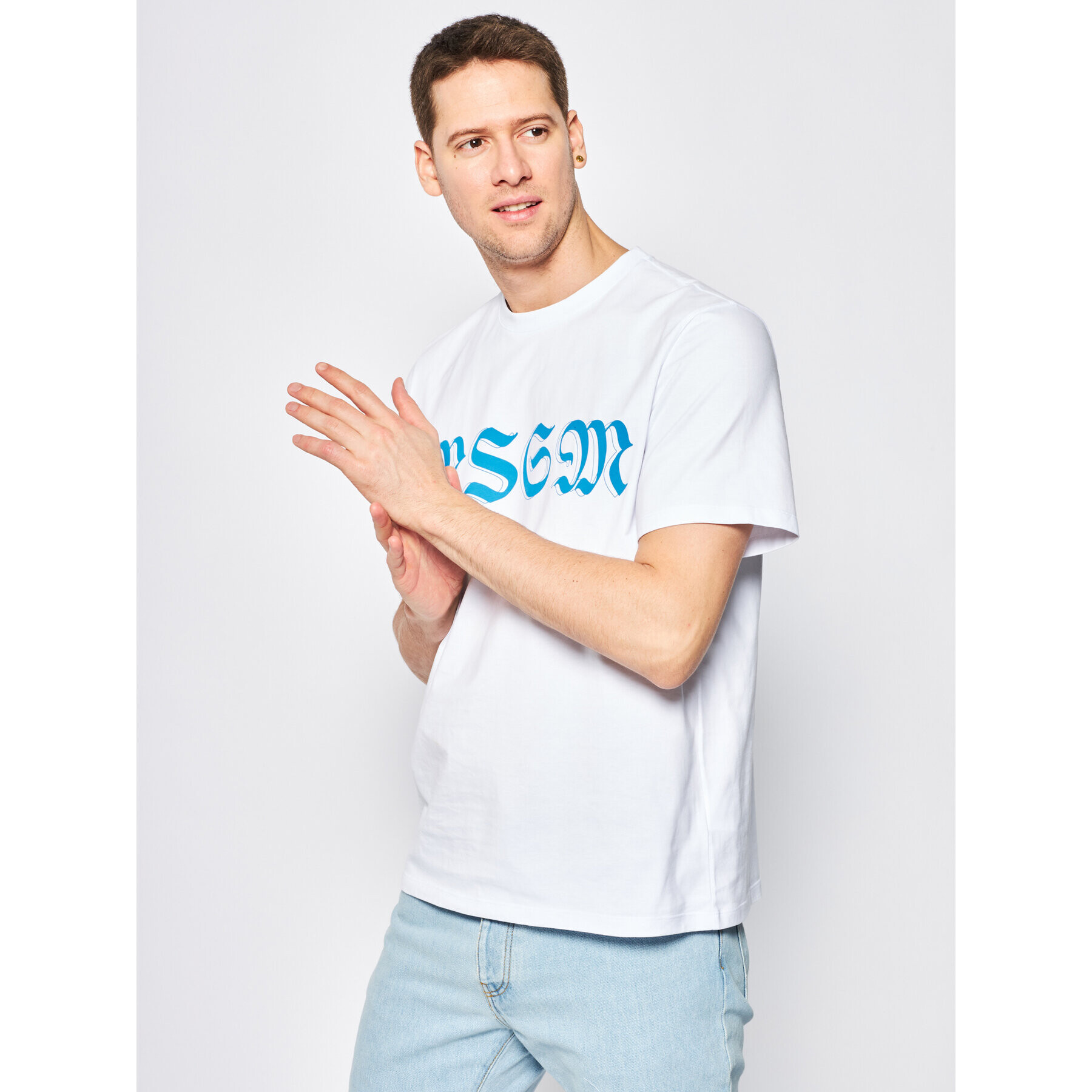 MSGM T-Shirt 2840MM235 207098 Bílá Regular Fit - Pepit.cz