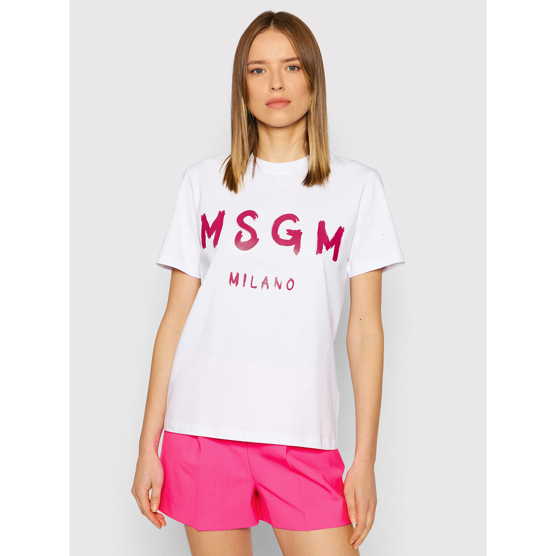 MSGM T-Shirt 3241MDM510 227298 Bílá Regular Fit - Pepit.cz