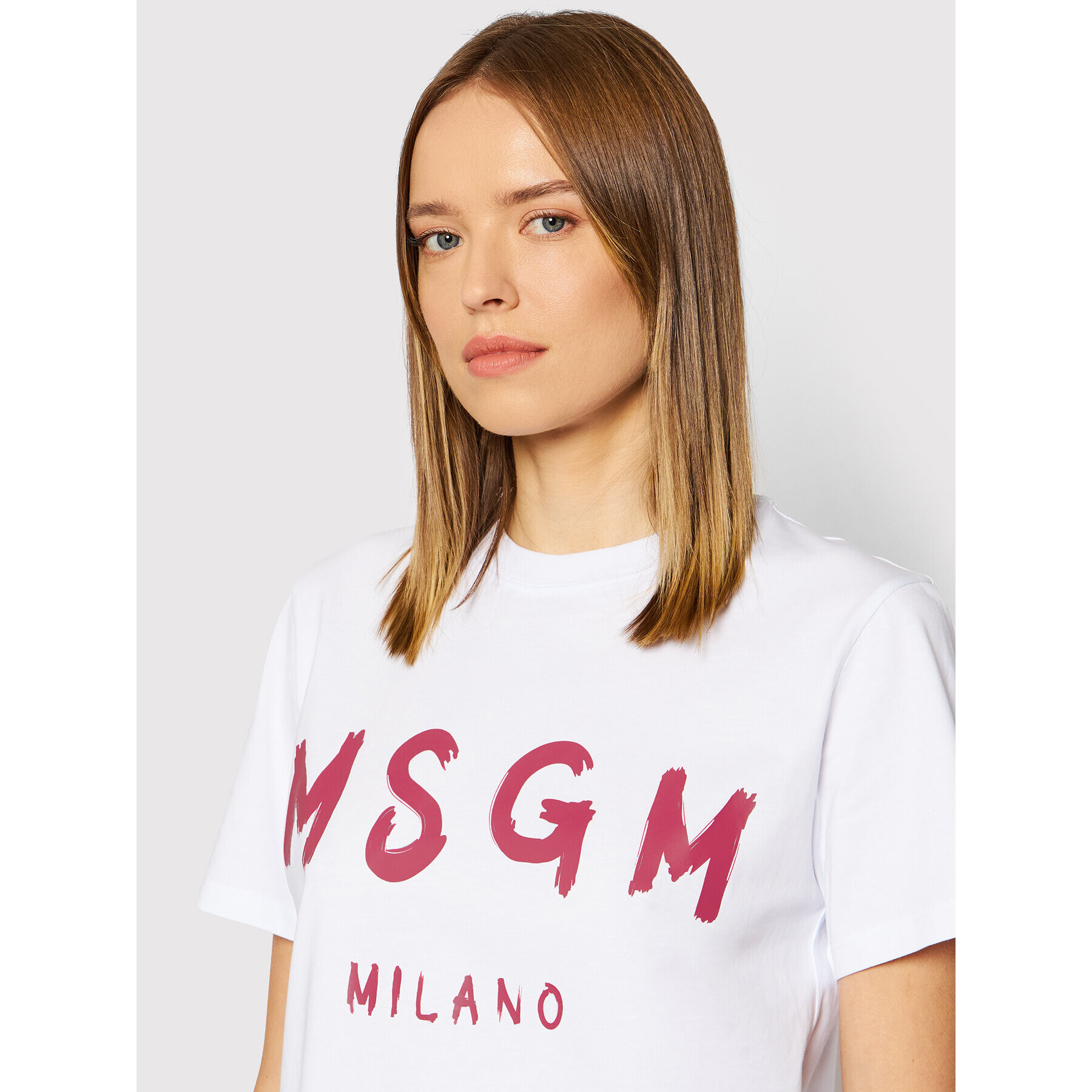 MSGM T-Shirt 3241MDM510 227298 Bílá Regular Fit - Pepit.cz