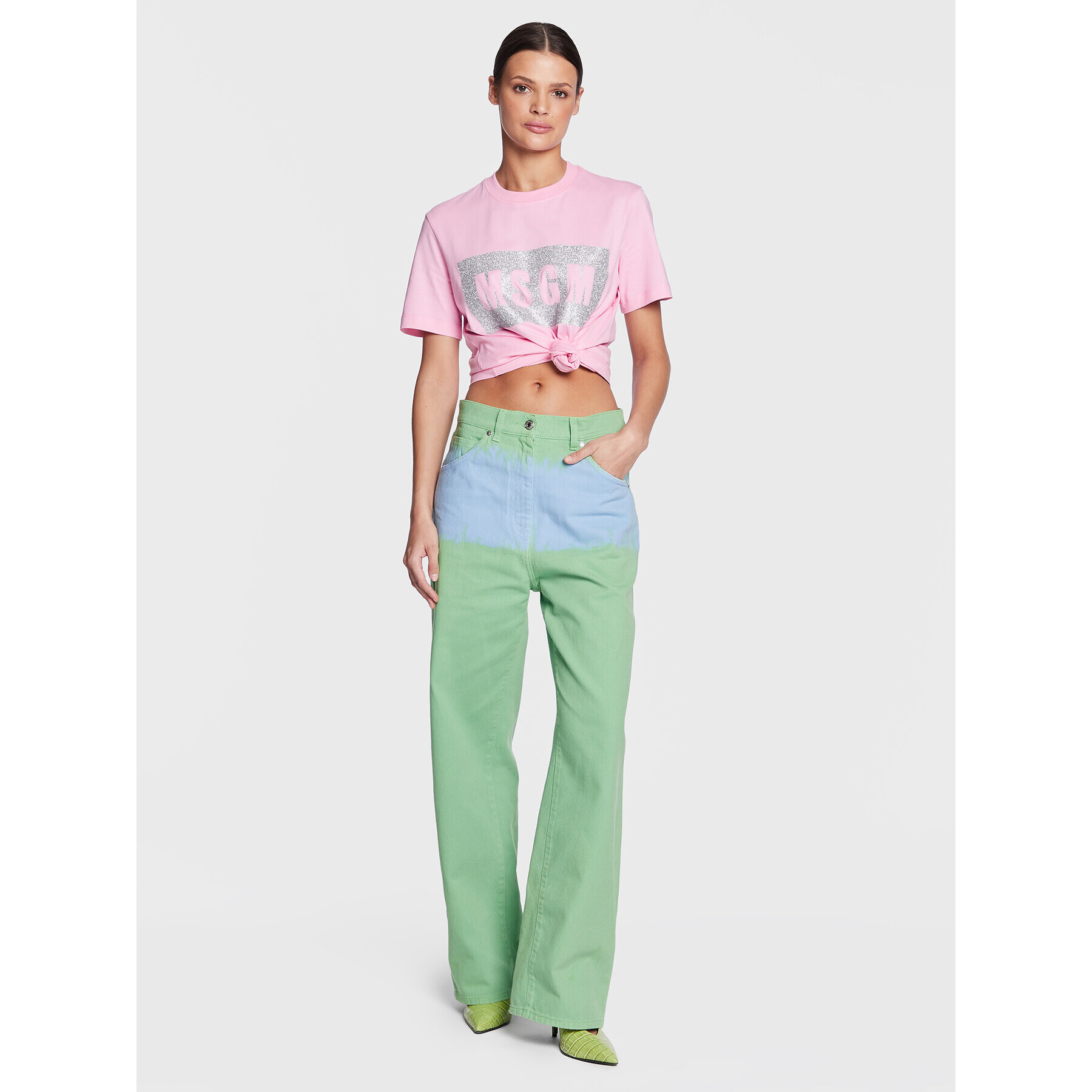 MSGM T-Shirt 3441MDM520G 237002 Růžová Regular Fit - Pepit.cz