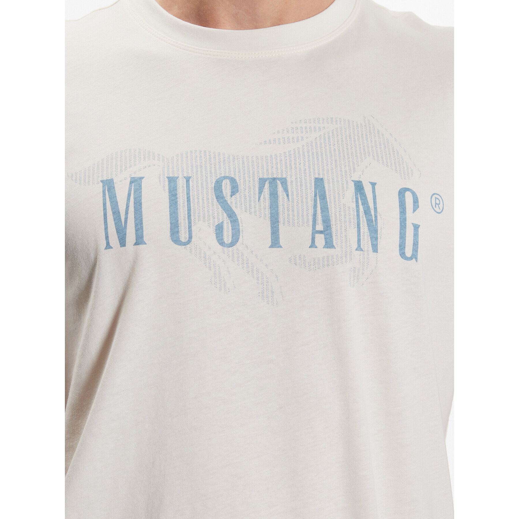 Mustang T-Shirt Alex 1013547 Écru Regular Fit - Pepit.cz