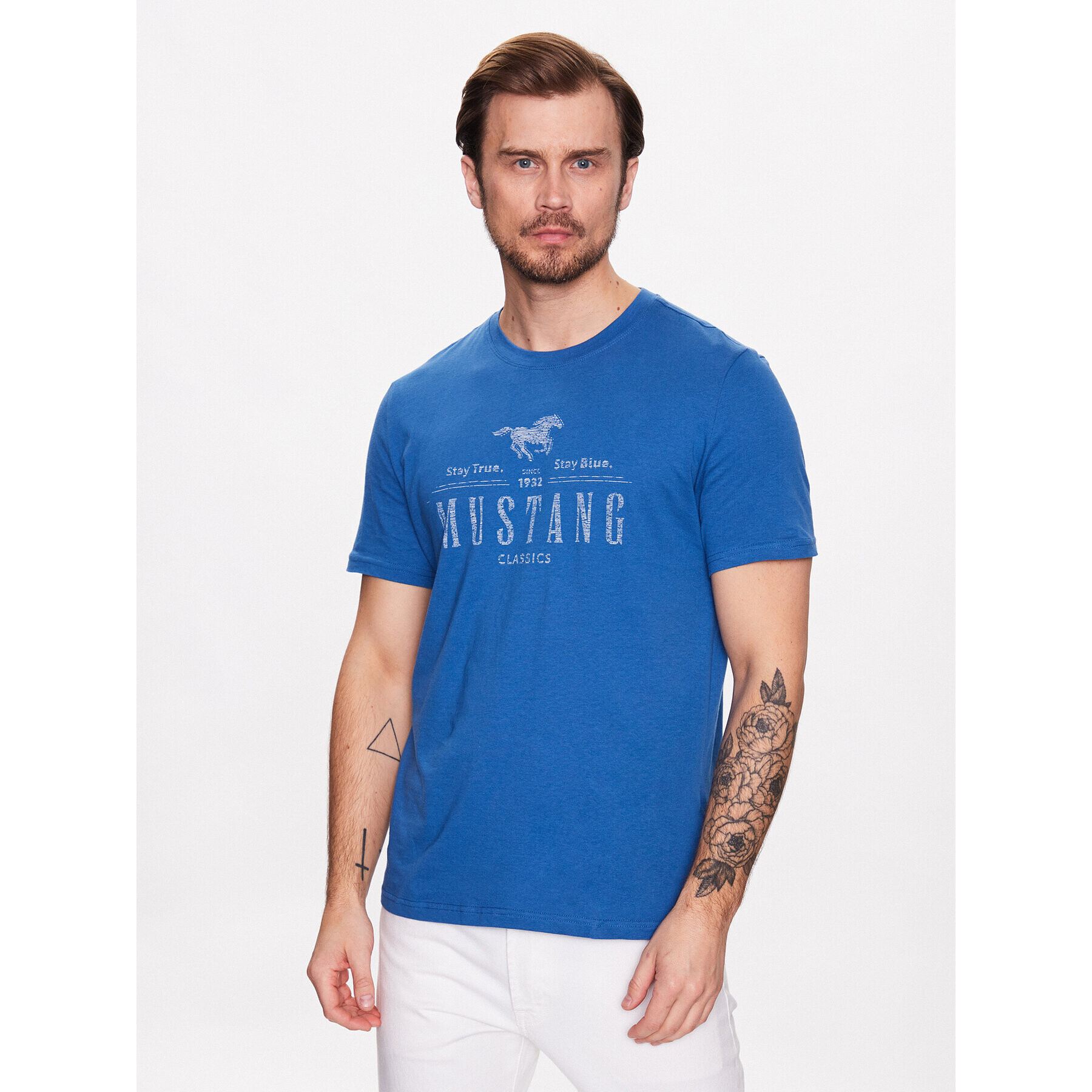 Mustang T-Shirt Alex C 1013536 Modrá Regular Fit - Pepit.cz