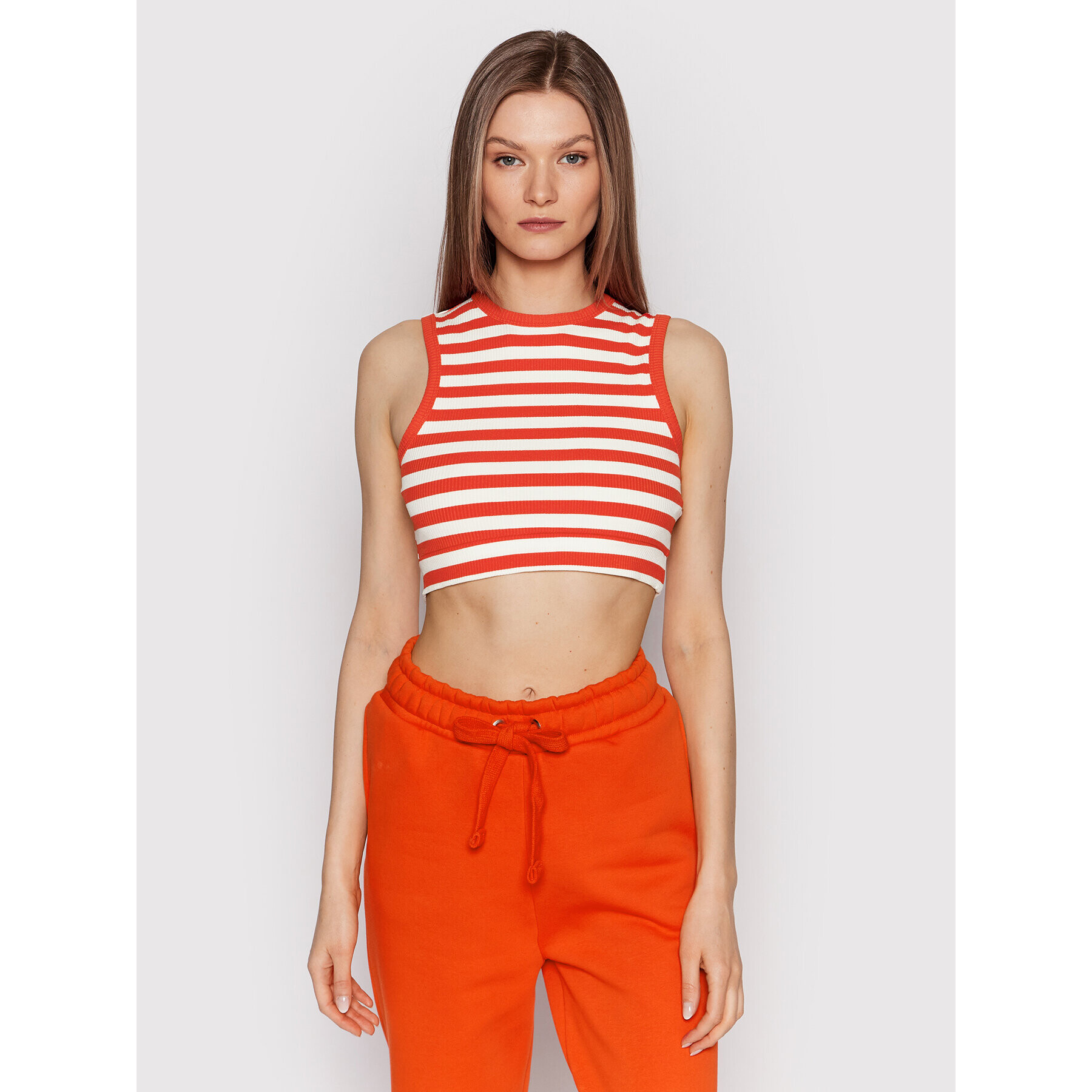 NA-KD Top Striped 1100-005729-9651-003 Oranžová Slim Fit - Pepit.cz