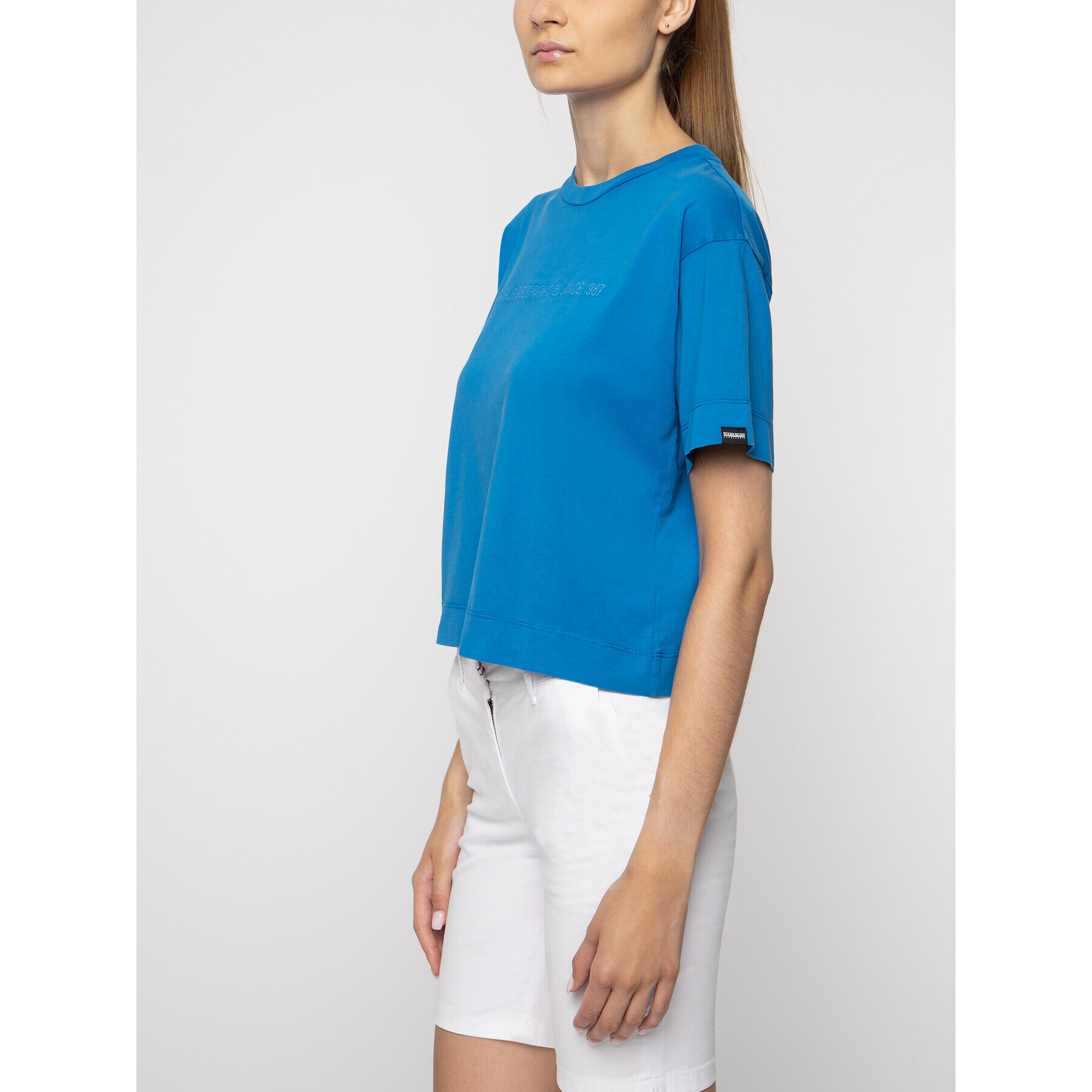 Napapijri T-Shirt Sait Cropped N0YINT Modrá Oversize - Pepit.cz