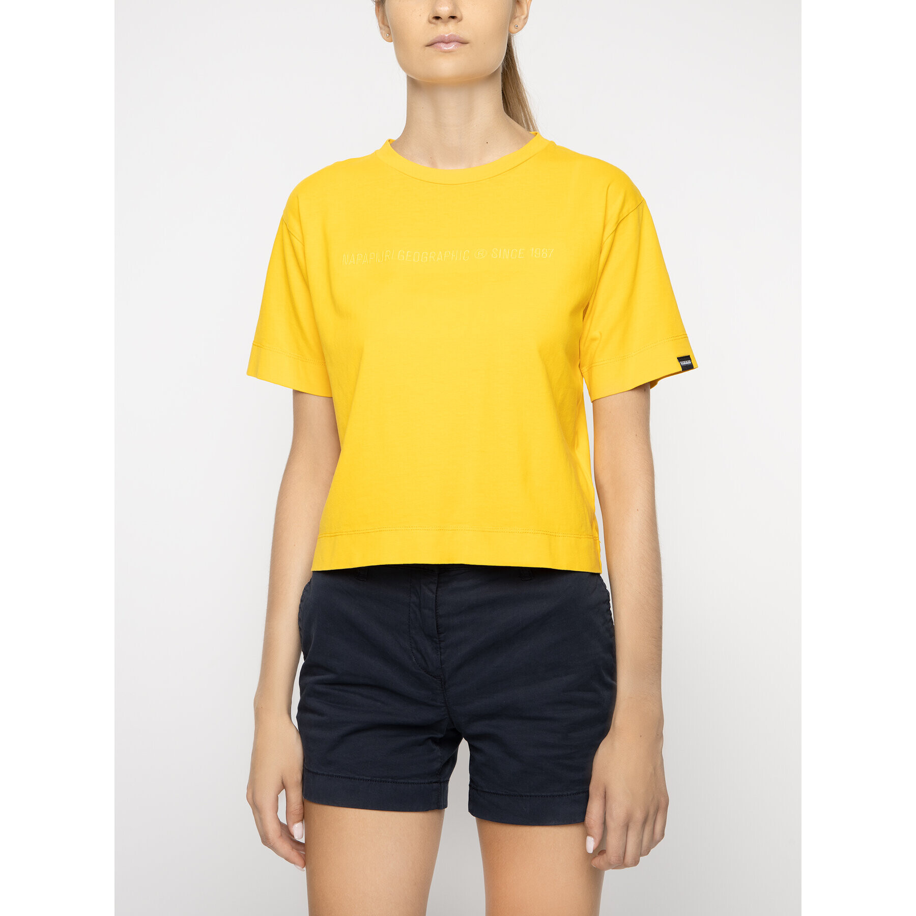 Napapijri T-Shirt Sait Cropped N0YINT Žlutá Oversize - Pepit.cz