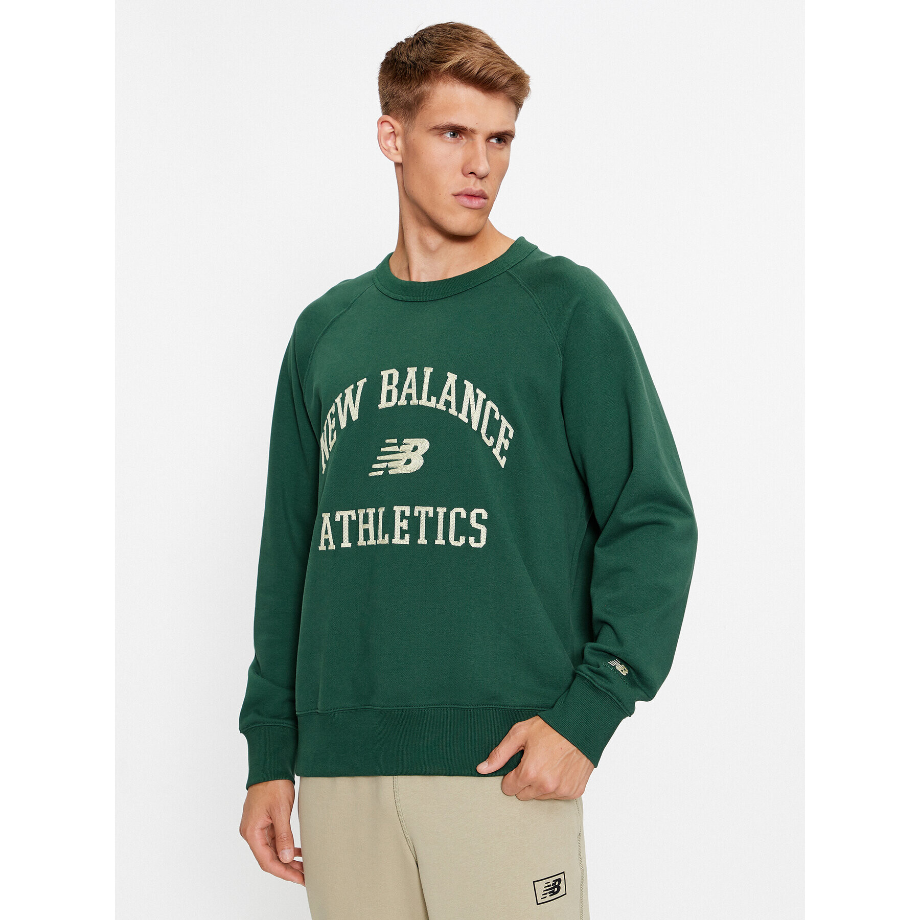 New Balance Mikina Athletics Varsity Fleece Crewneck MT33550 Zelená Regular Fit - Pepit.cz