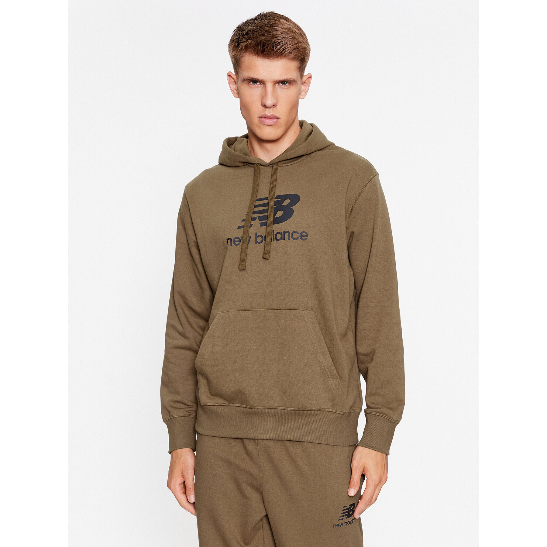 New Balance Mikina Essentials Stacked Logo French Terry Hoodie MT31537 Hnědá Regular Fit - Pepit.cz