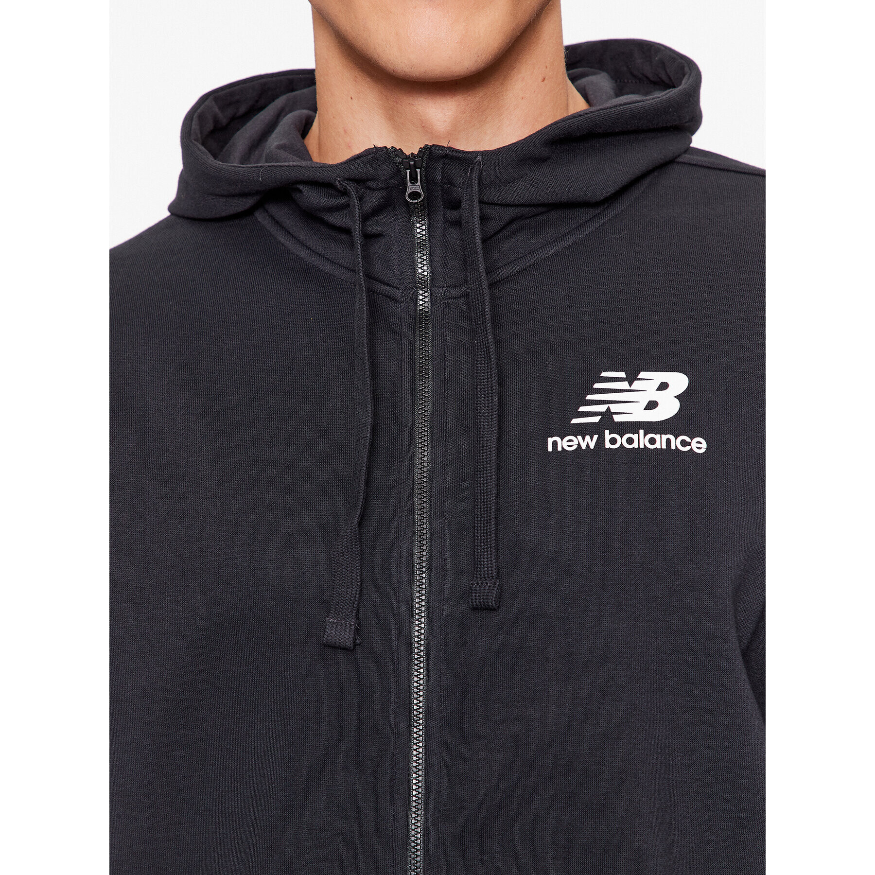 New Balance Mikina Essentials Stacked Logo French Terry Jacket MJ31536 Černá Regular Fit - Pepit.cz