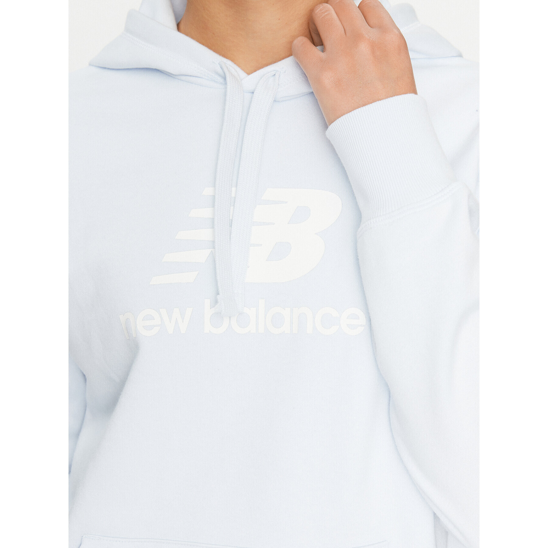 New Balance Mikina Essentials Stacked Logo Hoodie WT31533 Modrá Regular Fit - Pepit.cz