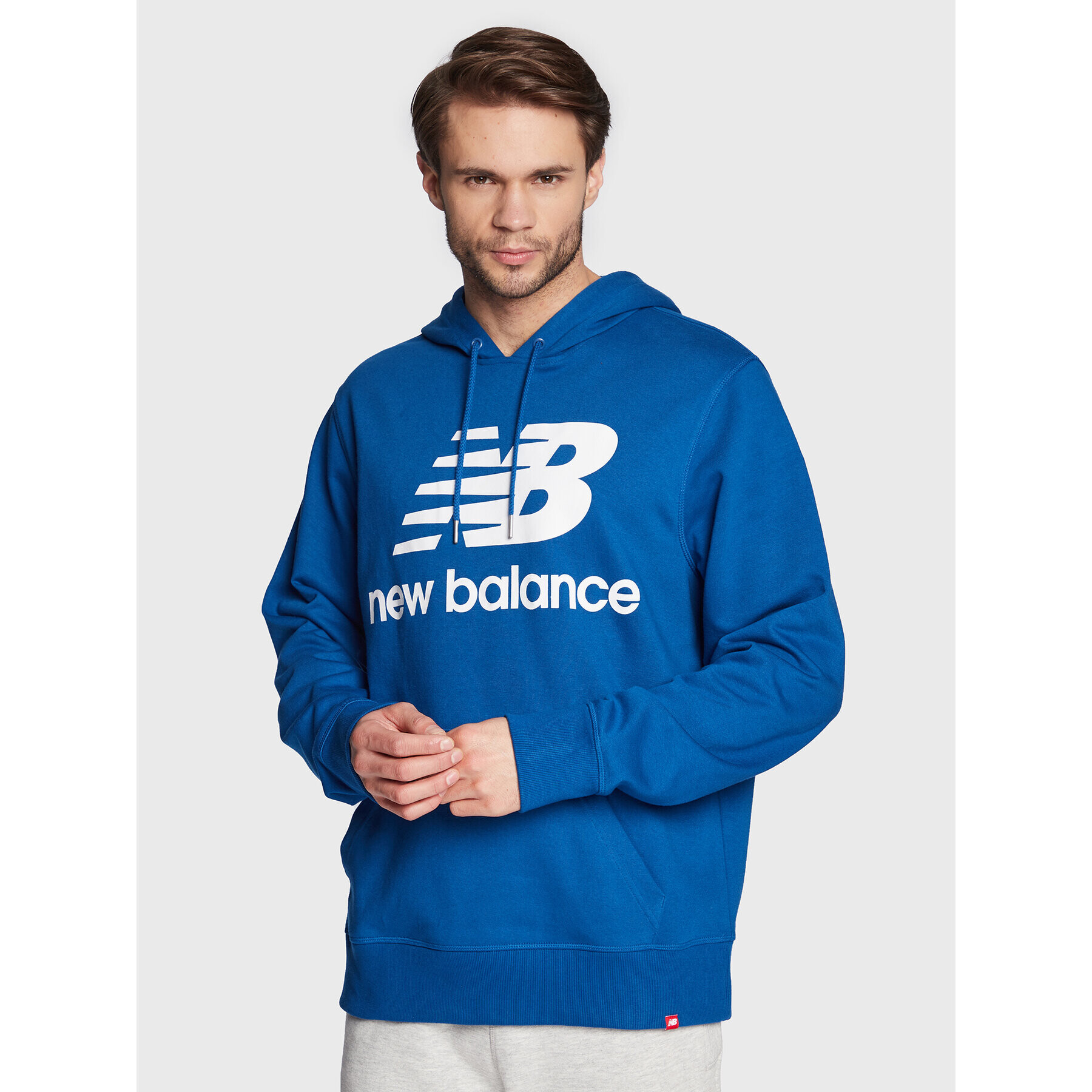 New Balance Mikina Essentials Stacked Logo MT03558 Modrá Relaxed Fit - Pepit.cz