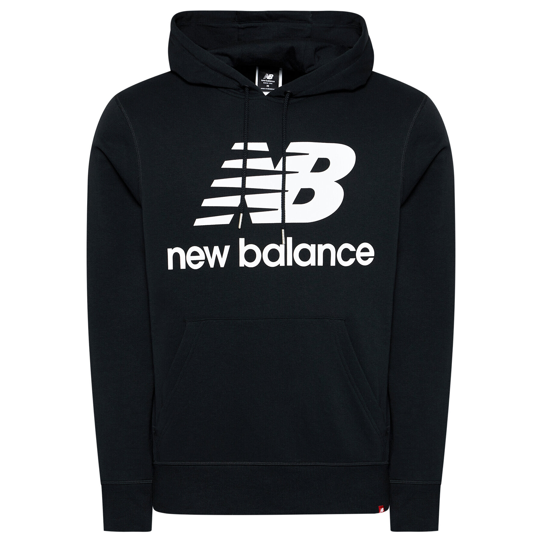 New Balance Mikina Essentials Stacked Logo Po MT03558 Černá Athletic Fit - Pepit.cz