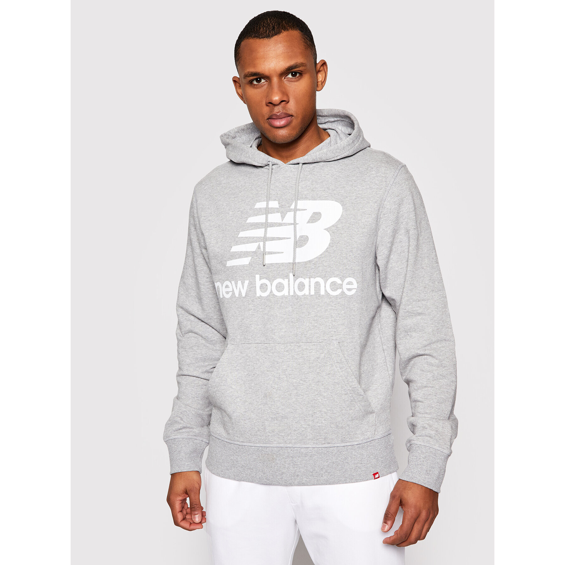 New Balance Mikina Essentials Stacked Logo Po MT03558 Šedá Athletic Fit - Pepit.cz