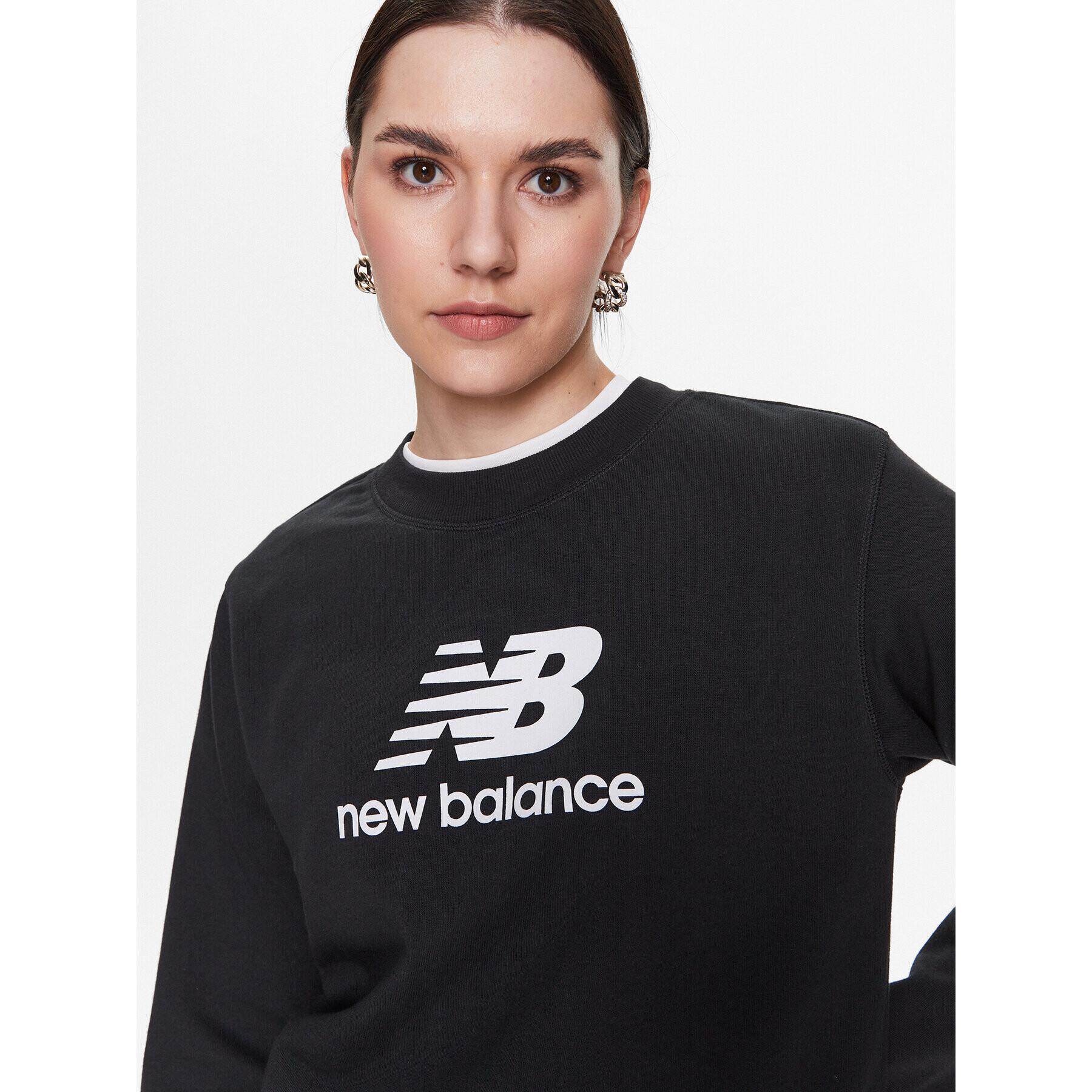 New Balance Mikina Essentials Stacked Logo WT31532 Černá Relaxed Fit - Pepit.cz