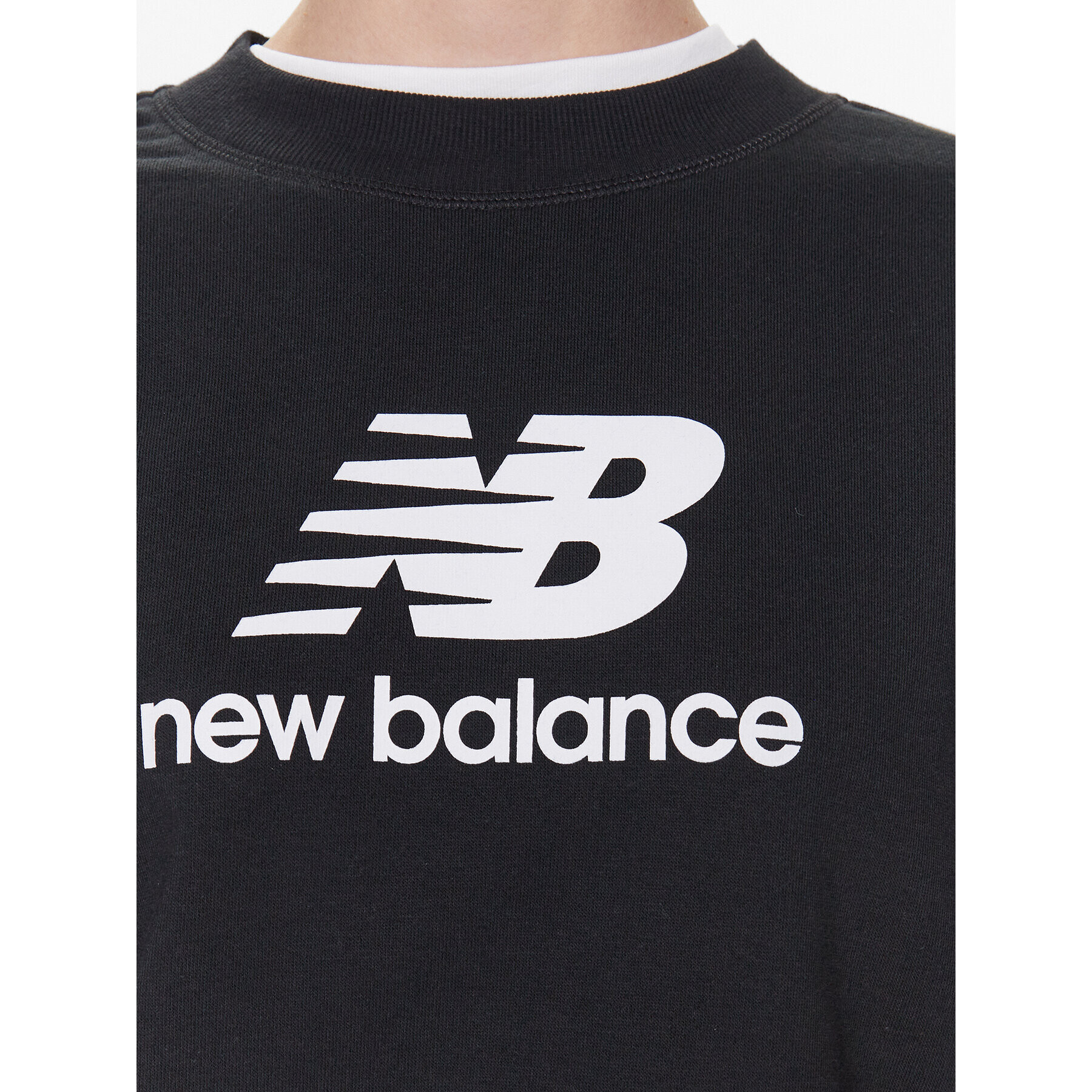 New Balance Mikina Essentials Stacked Logo WT31532 Černá Relaxed Fit - Pepit.cz