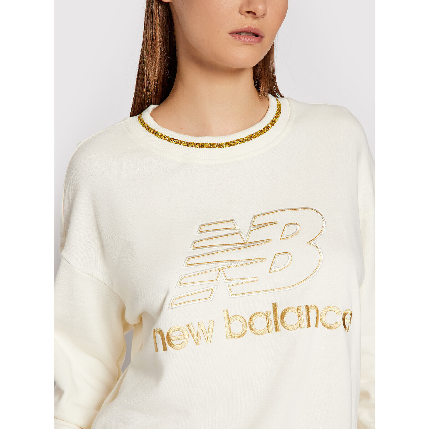 New Balance Mikina Lurex Crew WT13505 Béžová Relaxed Fit - Pepit.cz