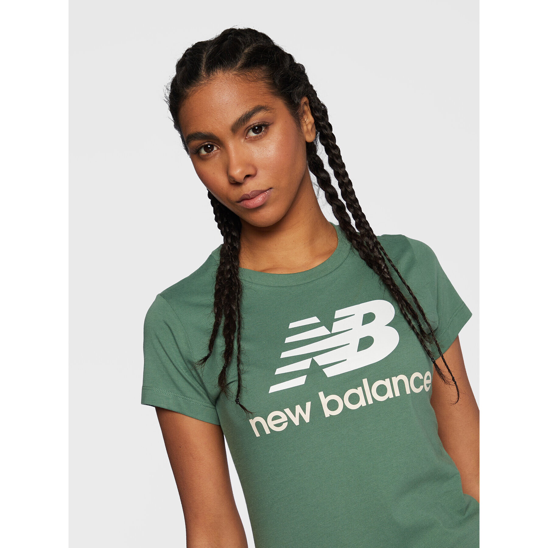 New Balance T-Shirt Essentials Stacked Logo WT91546 Zelená Athletic Fit - Pepit.cz