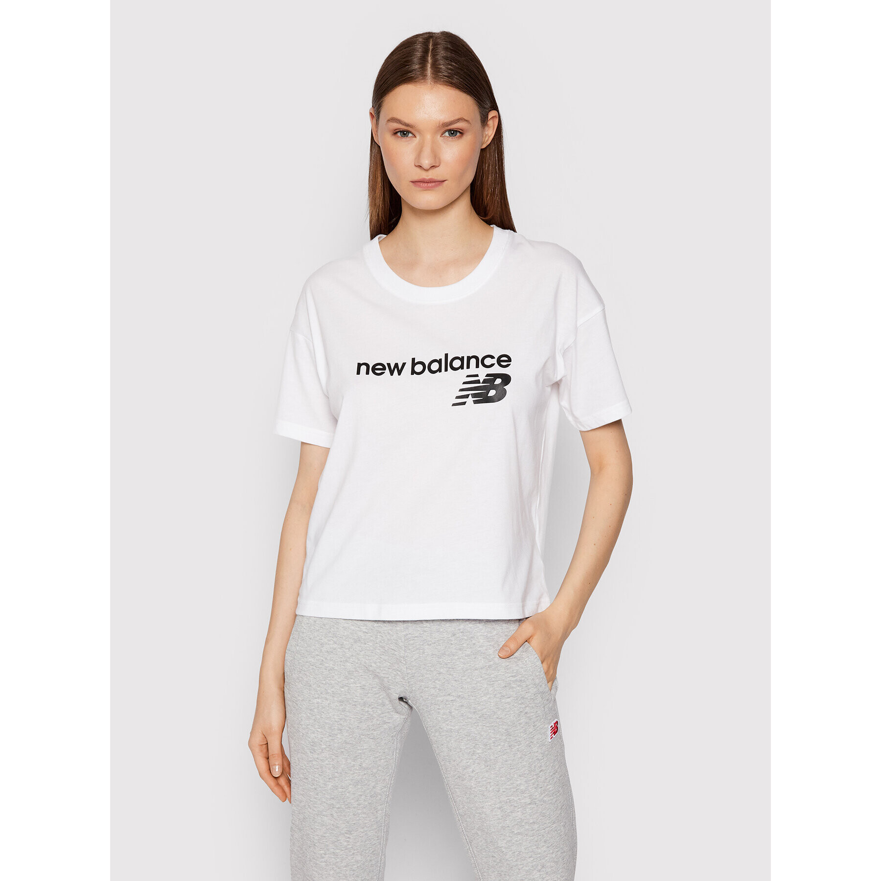 New Balance T-Shirt WT03805 Bílá Relaxed Fit - Pepit.cz