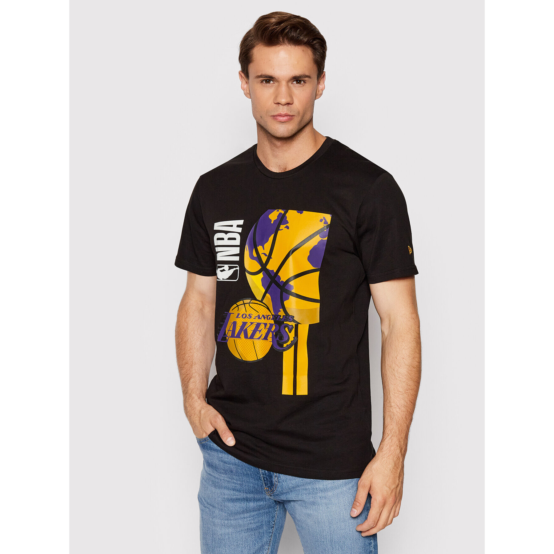 New Era T-Shirt Lakers NBA Globe 13083916 Černá Regular Fit - Pepit.cz