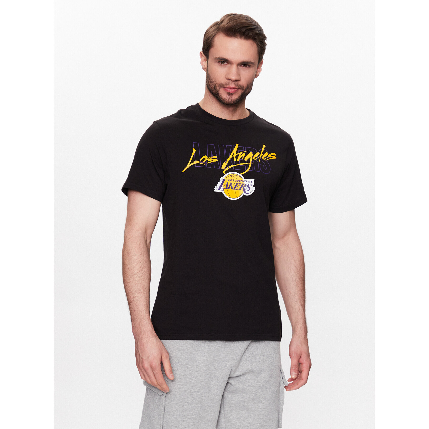 New Era T-Shirt NBA Script LA Lakers 60332183 Černá Regular Fit - Pepit.cz