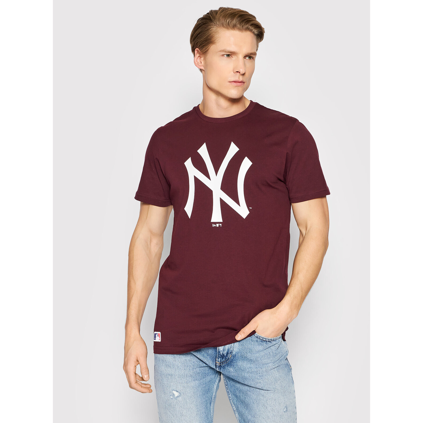 New Era T-Shirt New York Yankees MLB Team Logo 11863695 Bordó Regular Fit - Pepit.cz