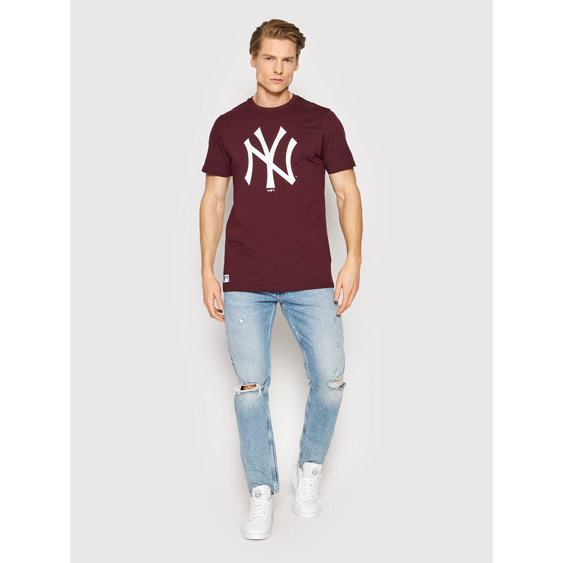 New Era T-Shirt New York Yankees MLB Team Logo 11863695 Bordó Regular Fit - Pepit.cz