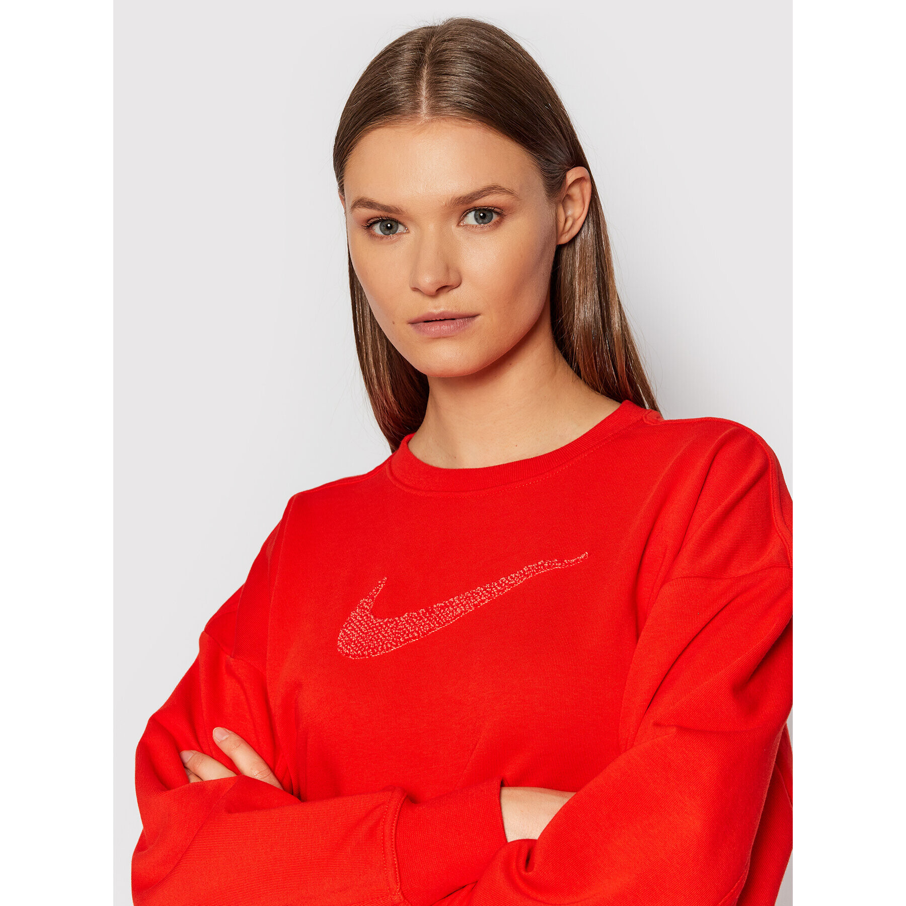 Nike Mikina Get Fit CU5506 Červená Oversize - Pepit.cz