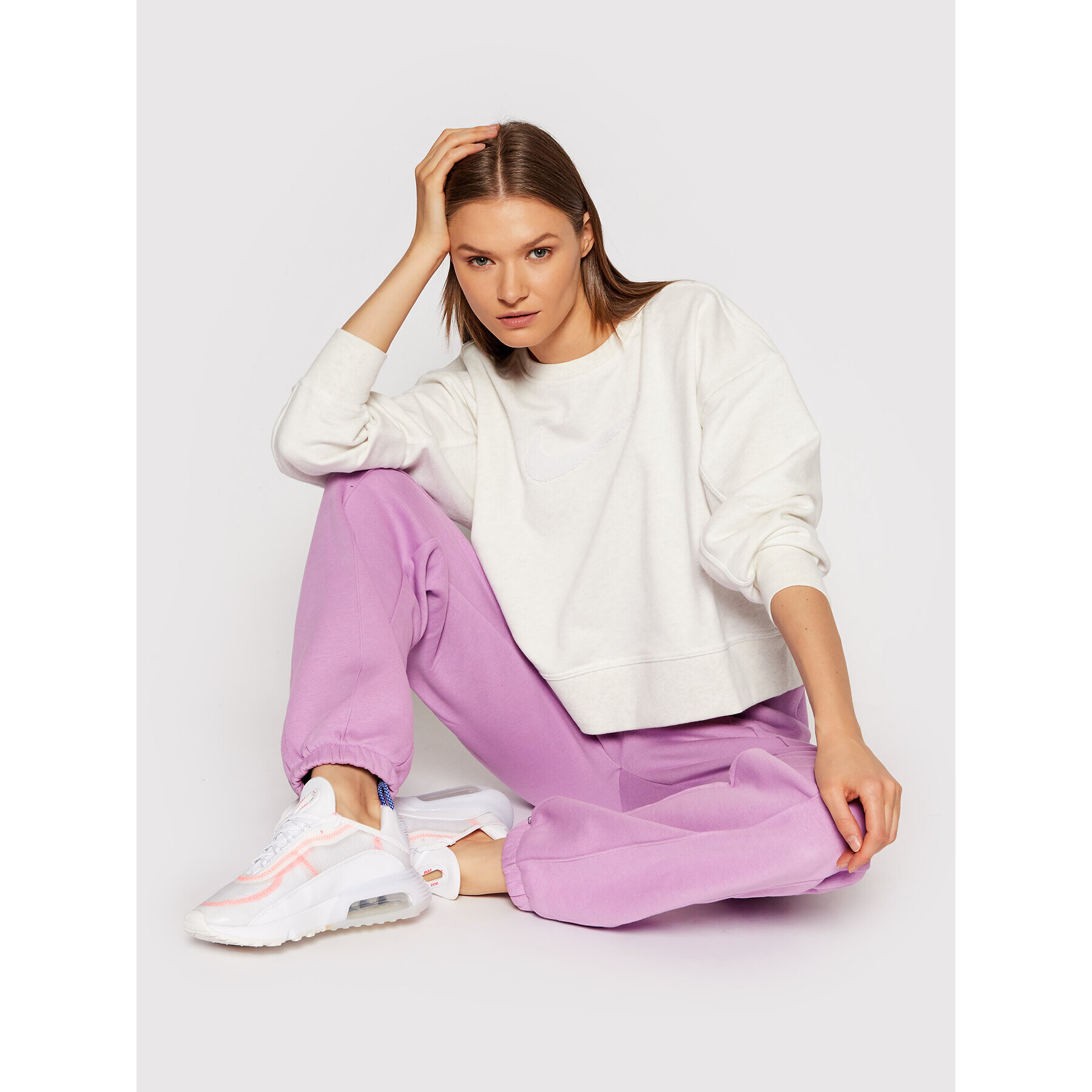 Nike Mikina Get Fit CU5506 Écru Oversize - Pepit.cz