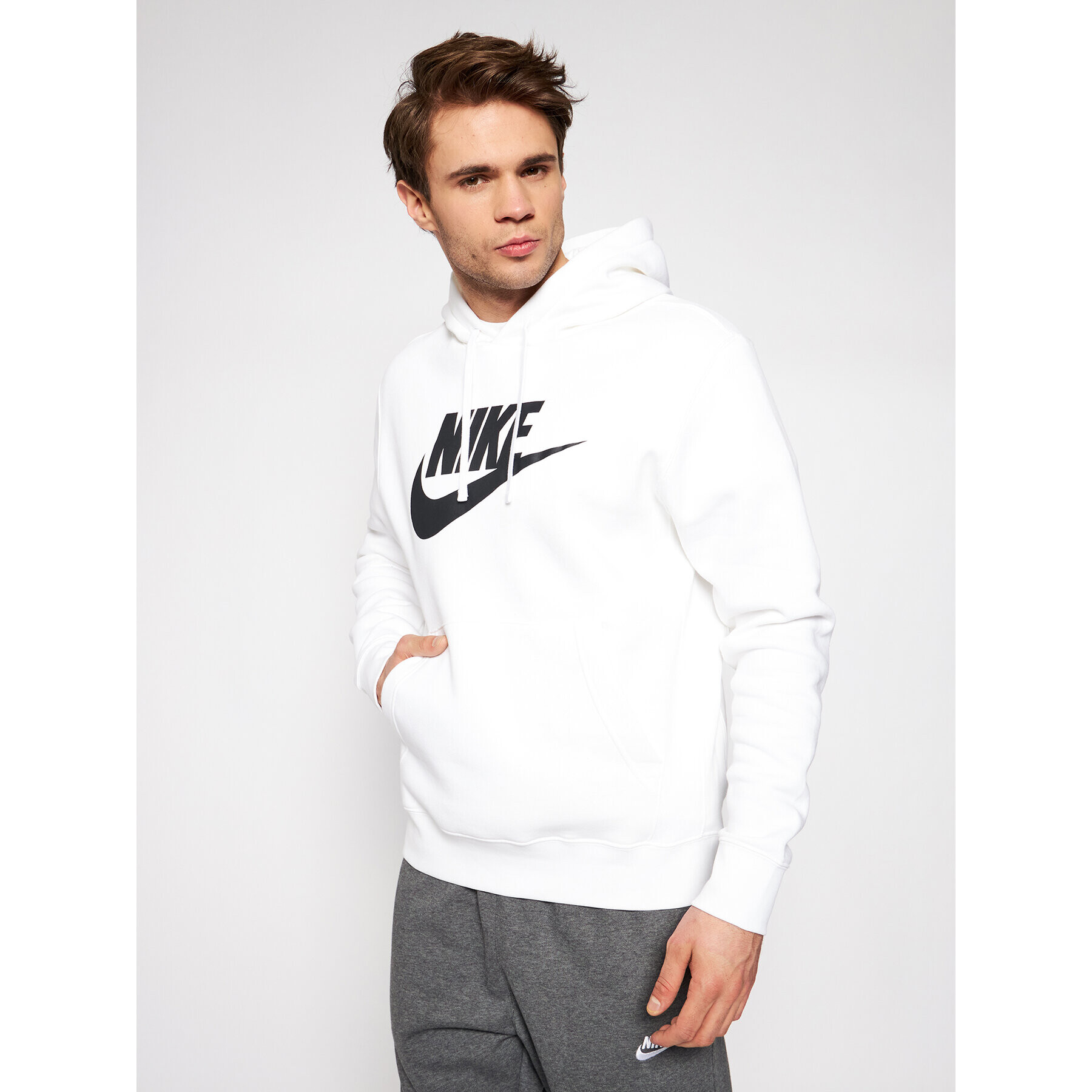 Nike Mikina Sportswear Club BV2973 Bílá Standard Fit - Pepit.cz