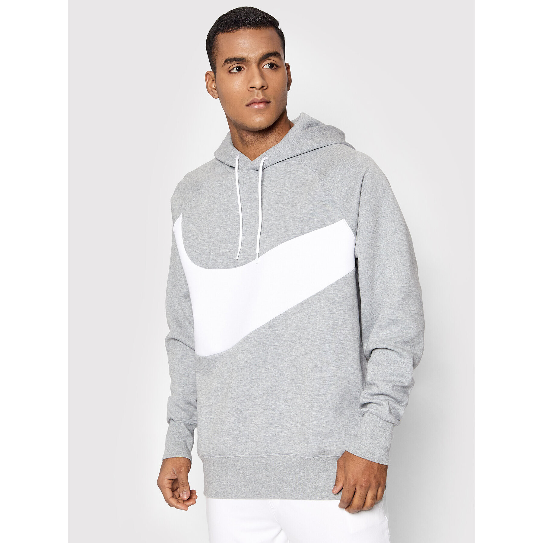 Nike Mikina Sportswear Swoosh DD8222 Šedá Regular Fit - Pepit.cz