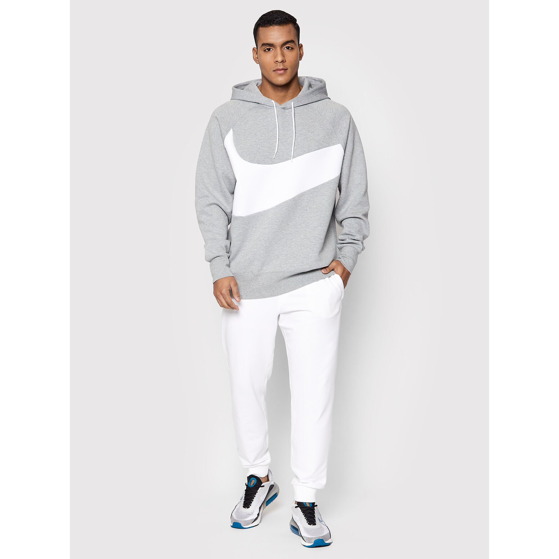 Nike Mikina Sportswear Swoosh DD8222 Šedá Regular Fit - Pepit.cz