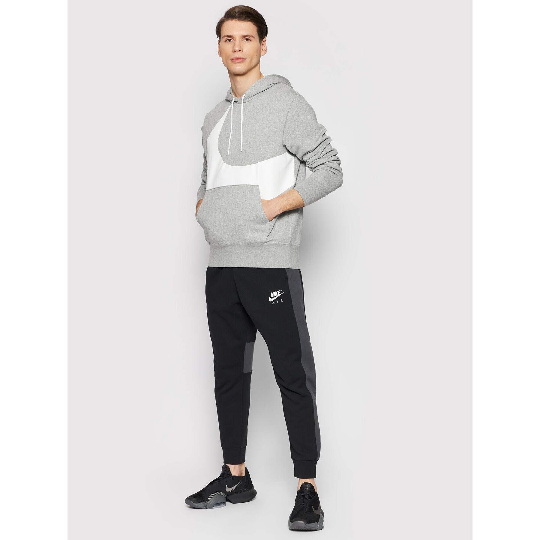 Nike Mikina Sportwear Swoosh DH1027 Šedá Standard Fit - Pepit.cz