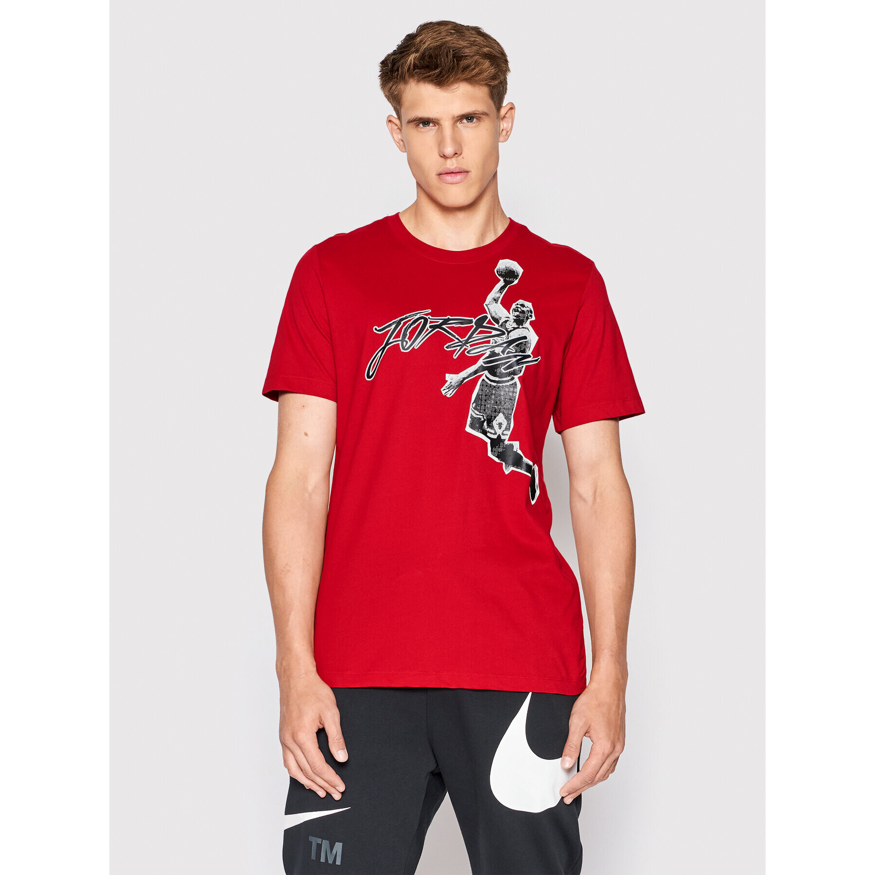 Nike T-Shirt Jordan Air DH8924 Červená Regular Fit - Pepit.cz