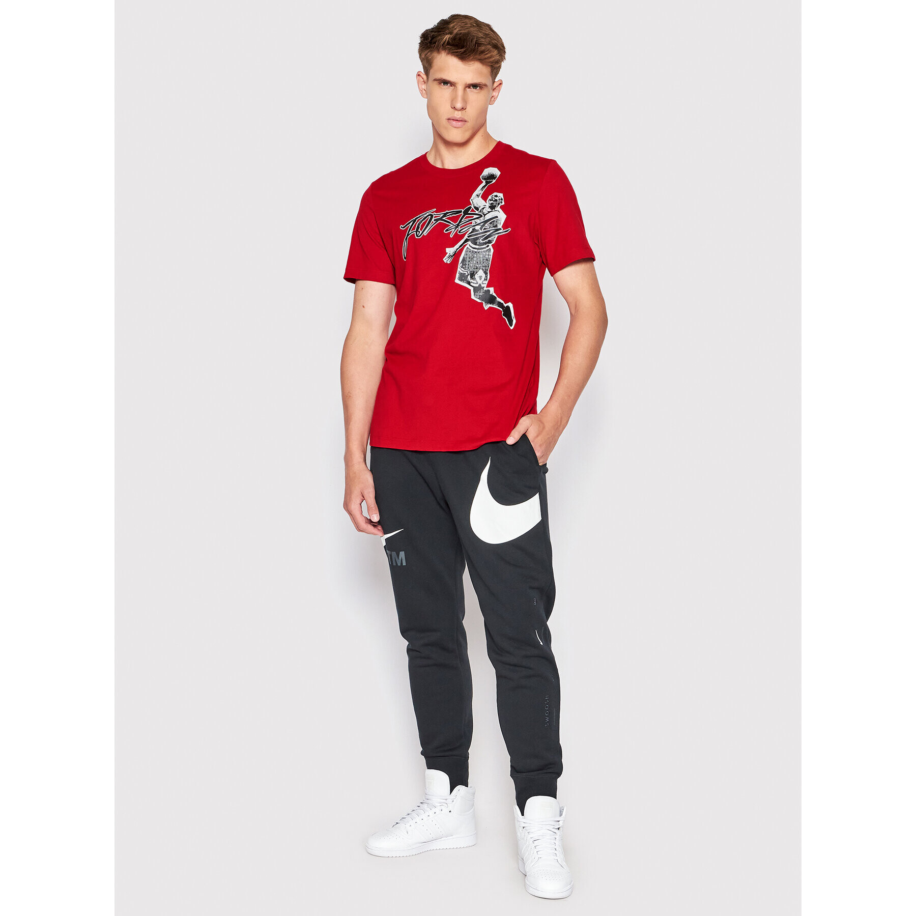 Nike T-Shirt Jordan Air DH8924 Červená Regular Fit - Pepit.cz