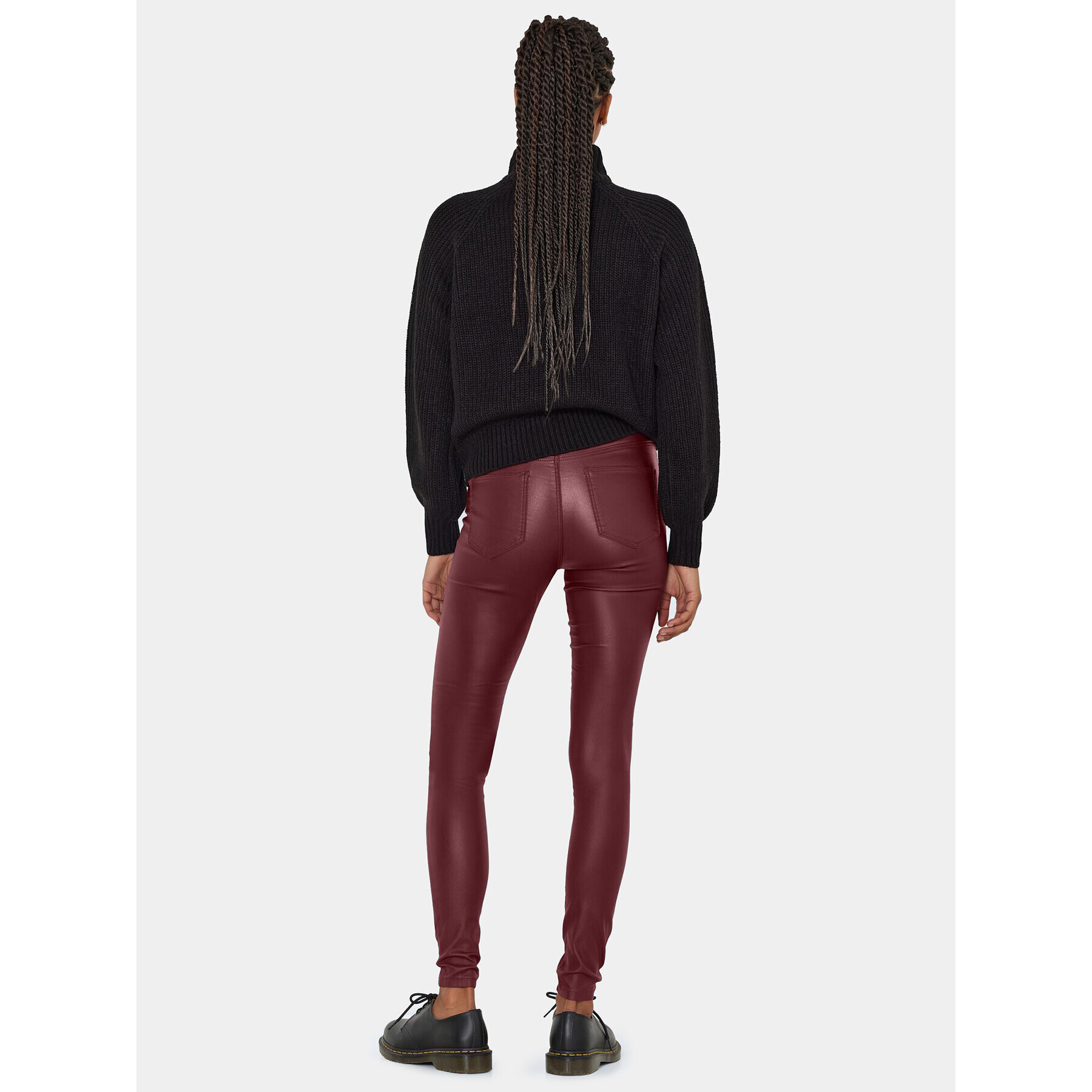 Noisy May Kalhoty z materiálu Callie 27013113 Bordó Skinny Fit - Pepit.cz