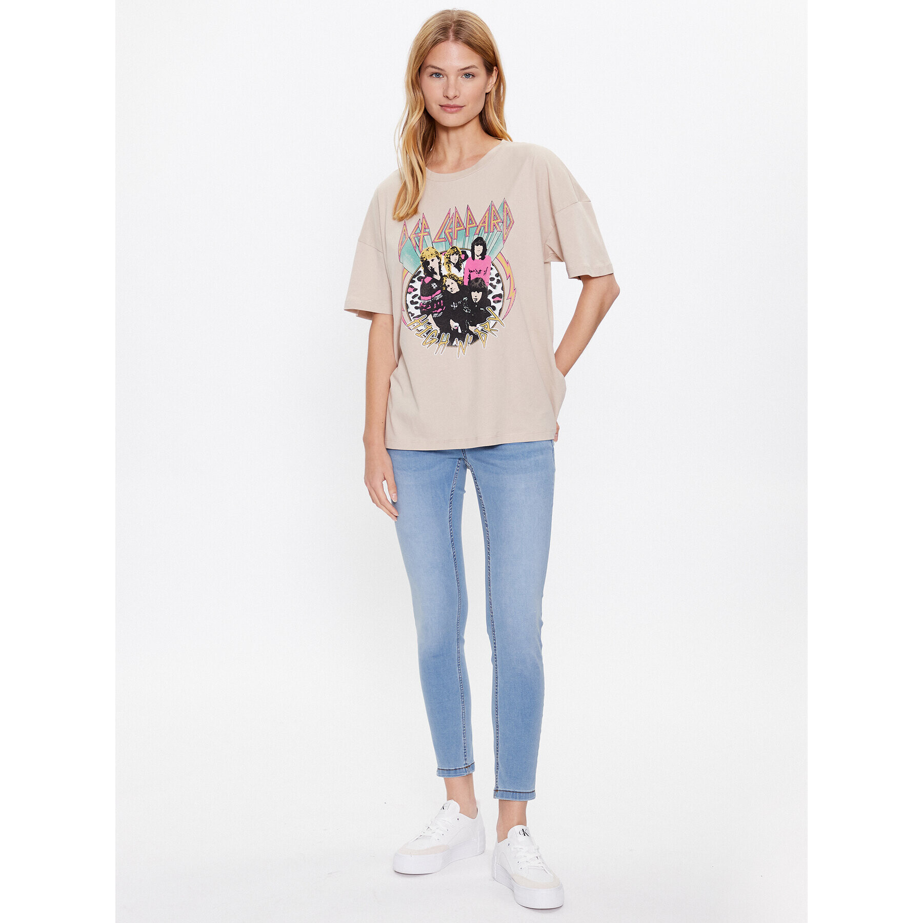 Noisy May T-Shirt Ida 27024415 Béžová Oversize - Pepit.cz