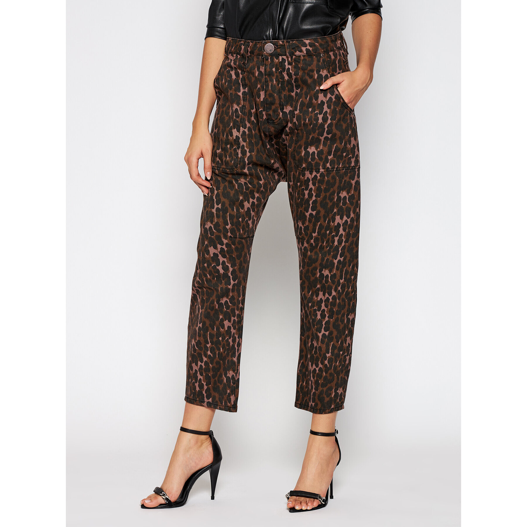 One Teaspoon Jeansy boyfirend Leopard Sinner 23486 Hnědá Relaxed Fit - Pepit.cz