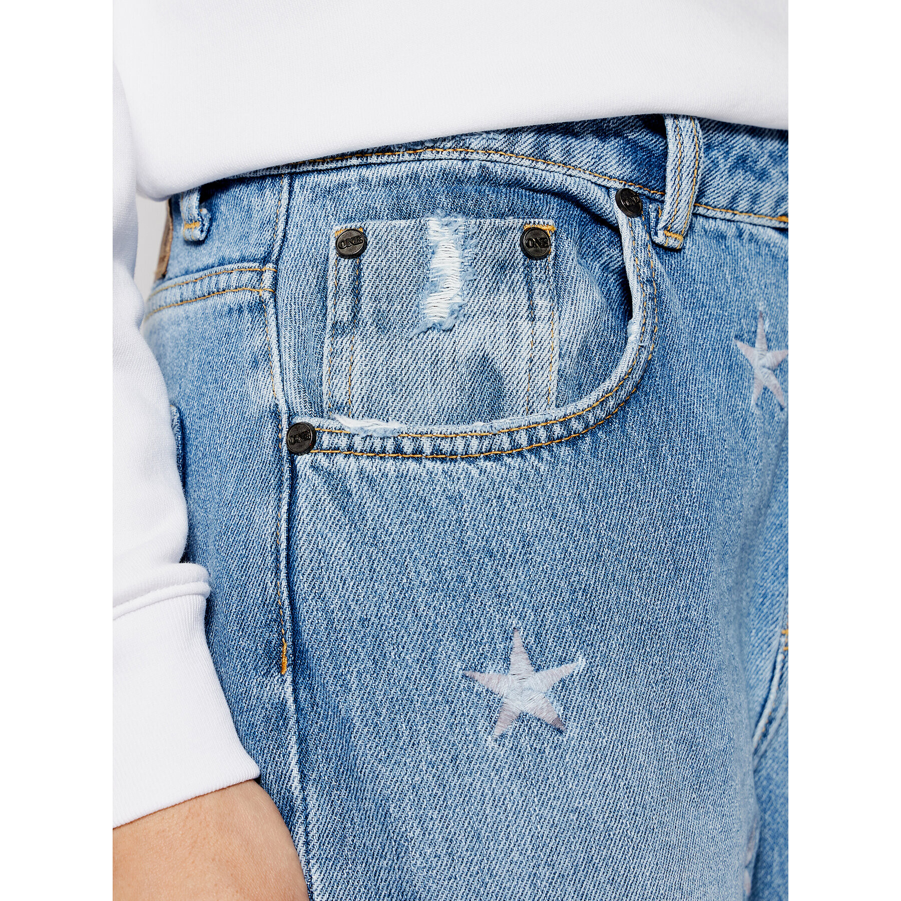 One Teaspoon Jeansy Pac Star Awe Bag 23631 Modrá Straight Leg - Pepit.cz