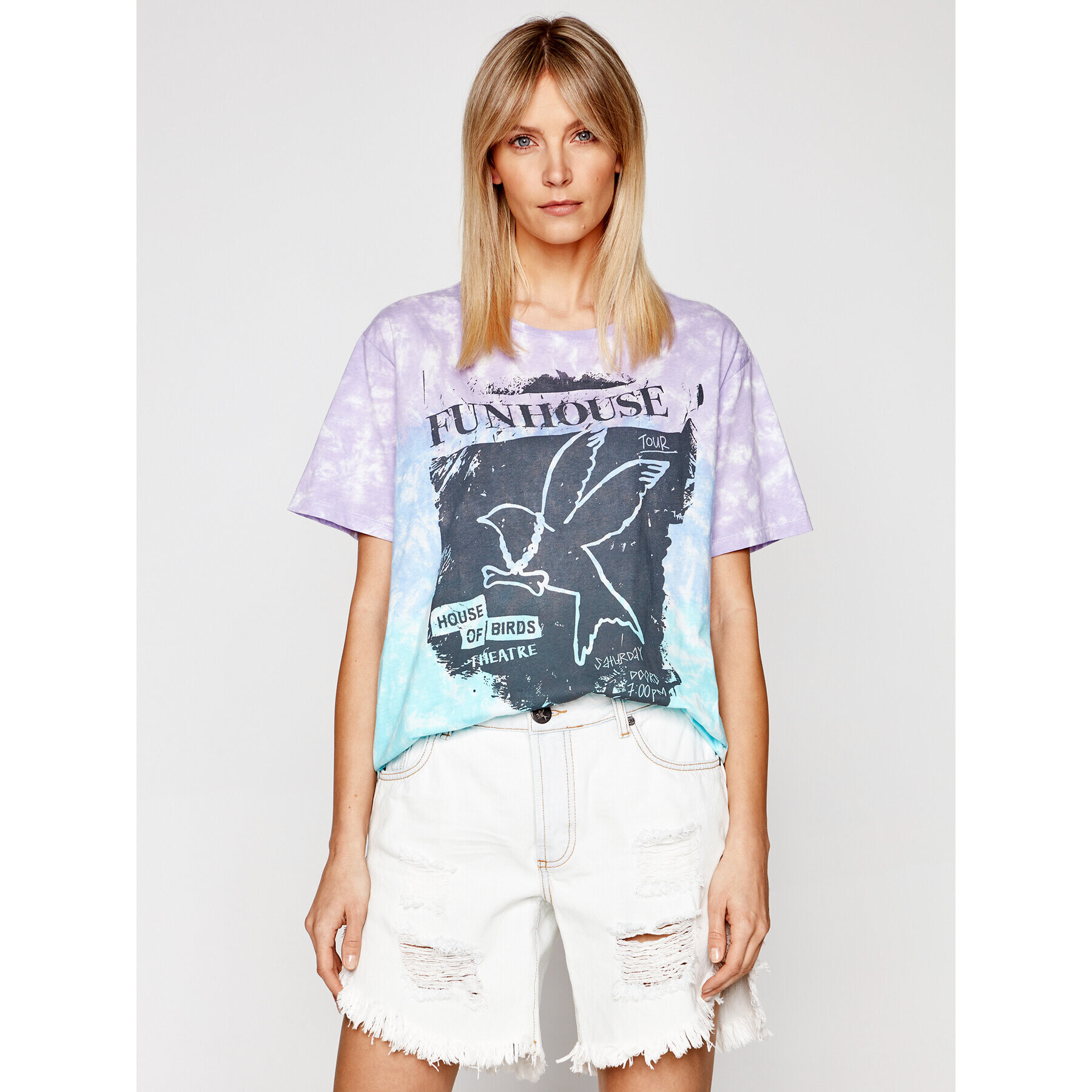 One Teaspoon T-Shirt Fun House Boyfriend Tee 23903 Modrá Boyfriend Fit - Pepit.cz