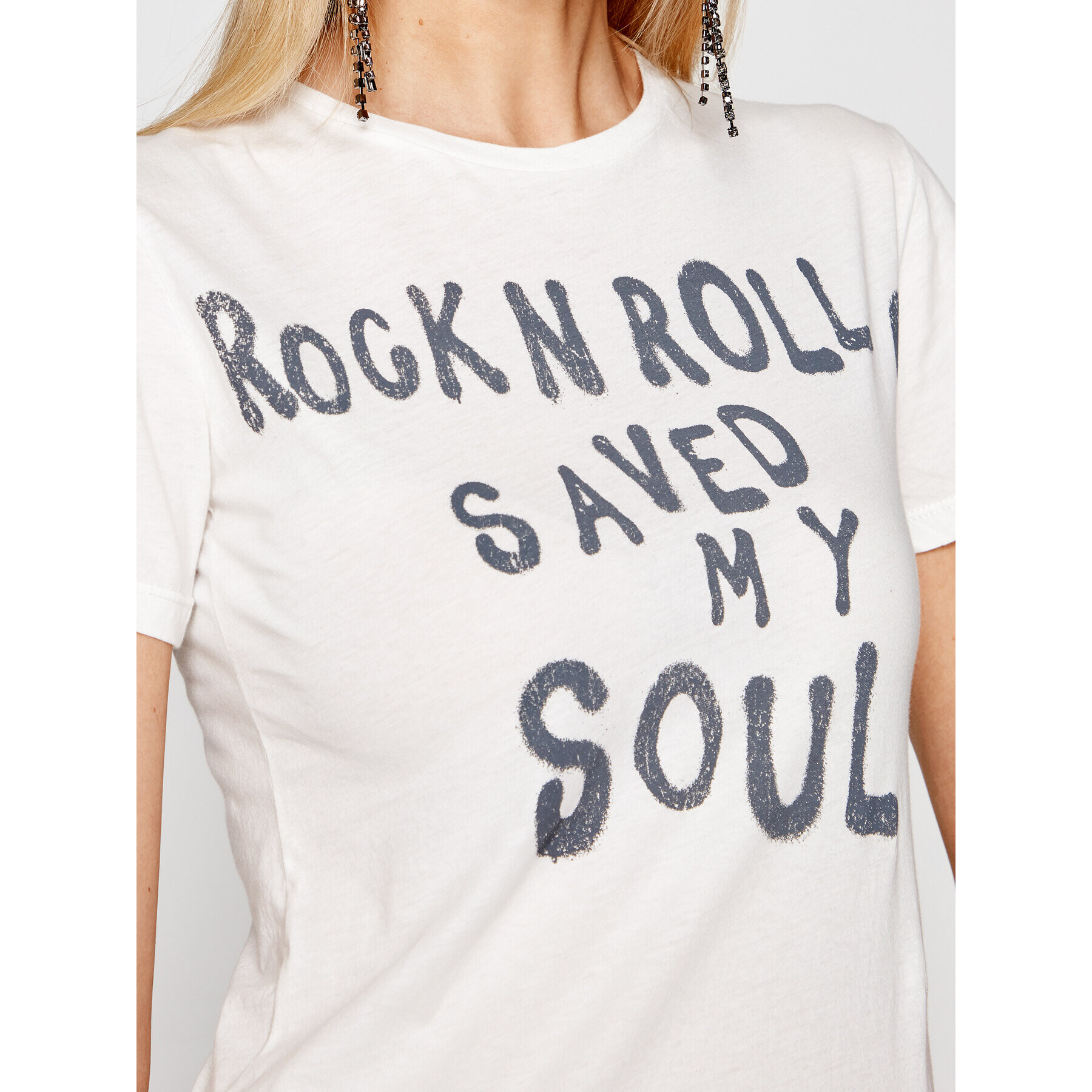 One Teaspoon T-Shirt Rock & Roll 23904 Bílá Fitted Fit - Pepit.cz