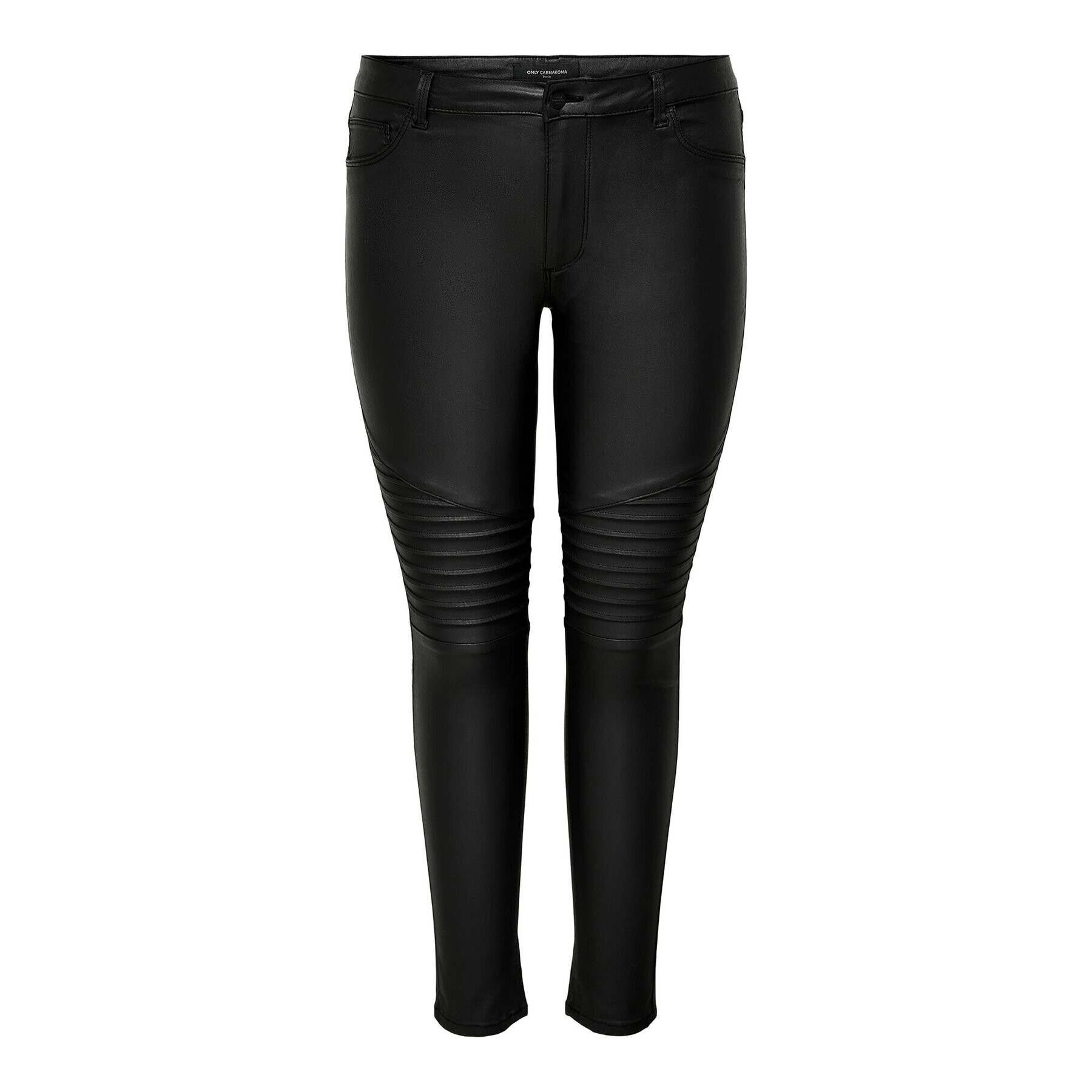 ONLY Carmakoma Kalhoty z imitace kůže Punk 15167844 Černá Skinny Fit - Pepit.cz