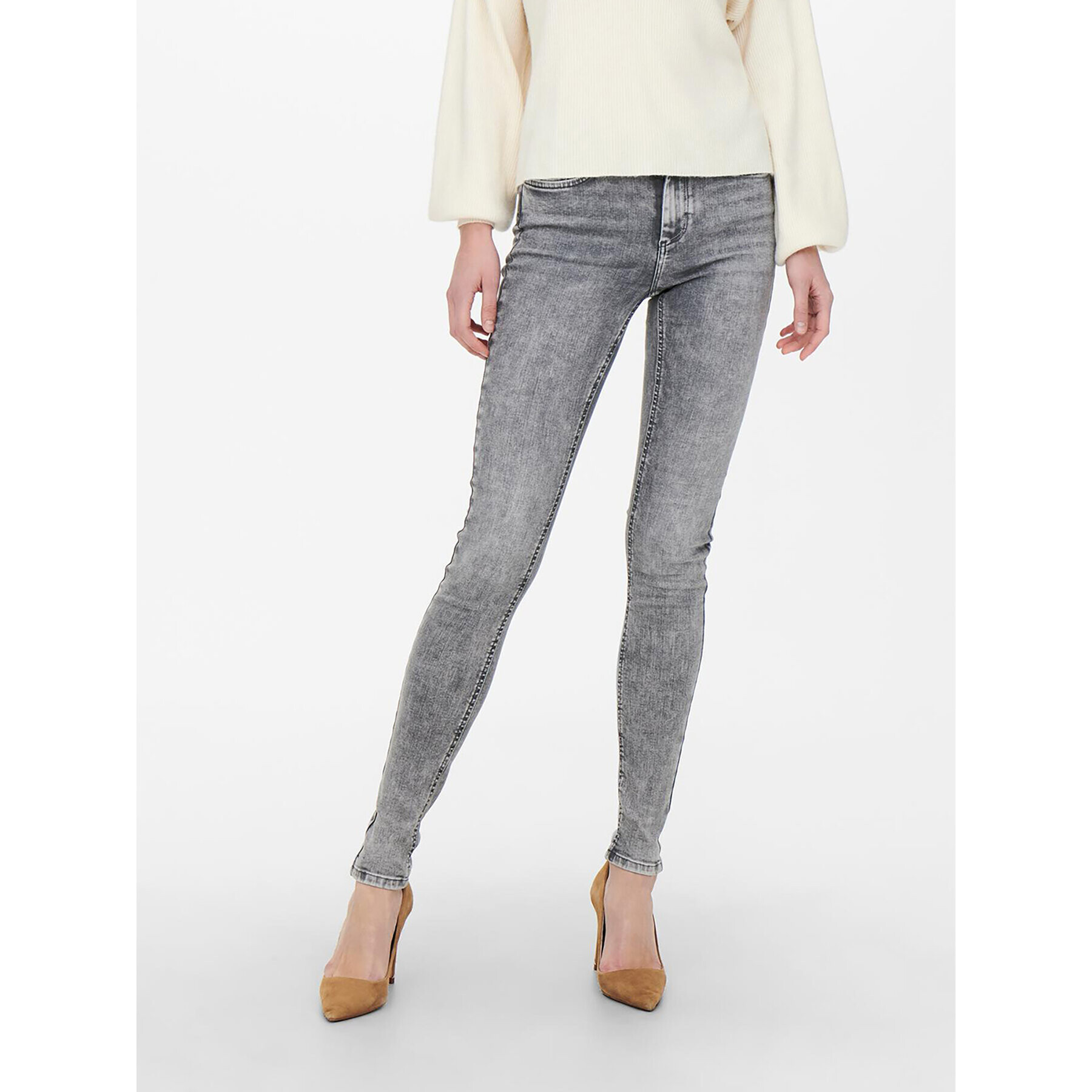 ONLY Jeansy 15245366 Šedá Skinny Fit - Pepit.cz